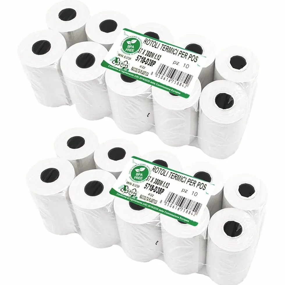 FOXNEC 20 Rotoli Carta Termica 57mm x 18M x 12mm per Registratore di Cassa e Ricevute Bancomat