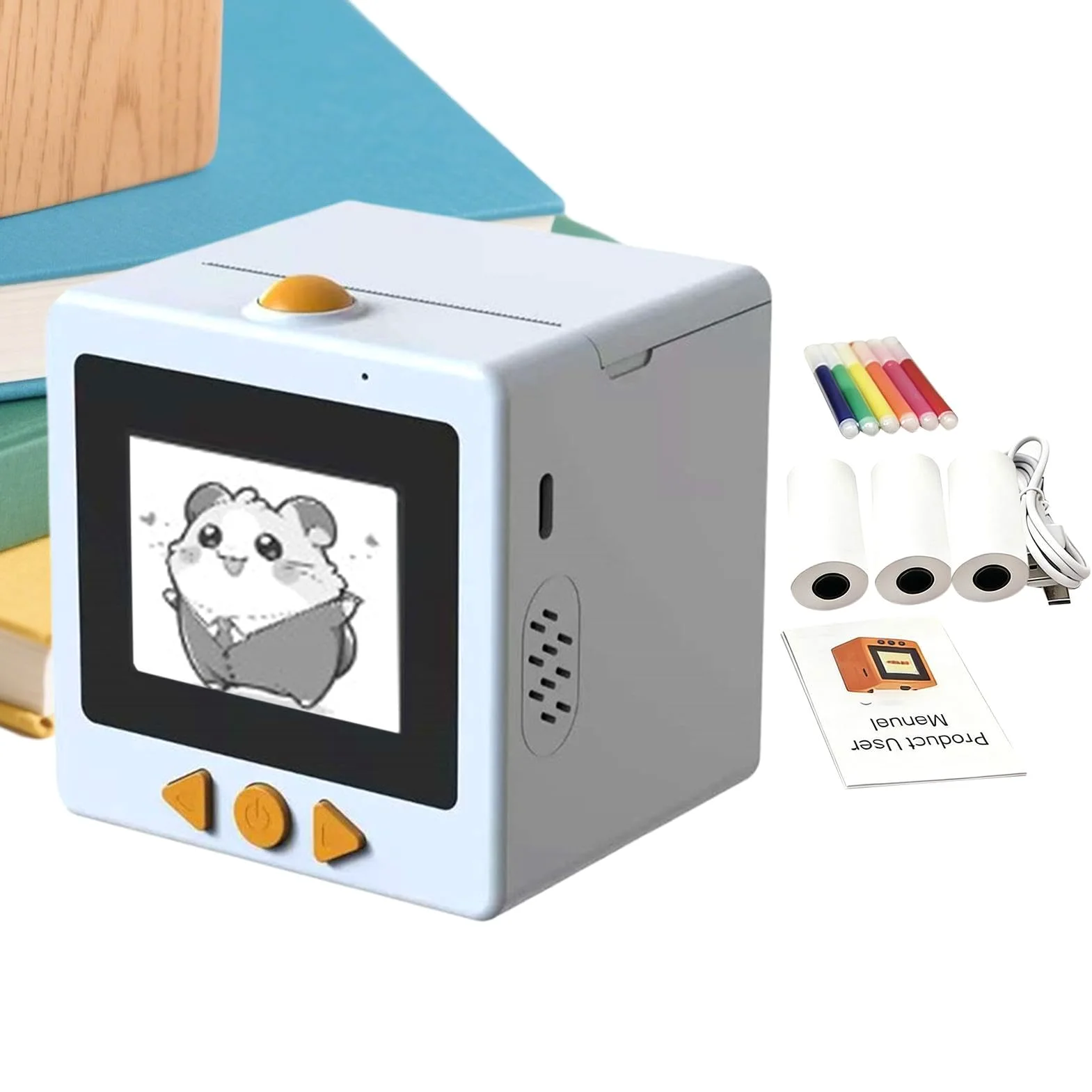 Smart AI Voice Sticker Printer, mini etichettatrice termica con display | scatola portatile per stampa di etichette senza inchiostro, per diari, artigianato, studio e progetti fai da te, 3 rotoli di