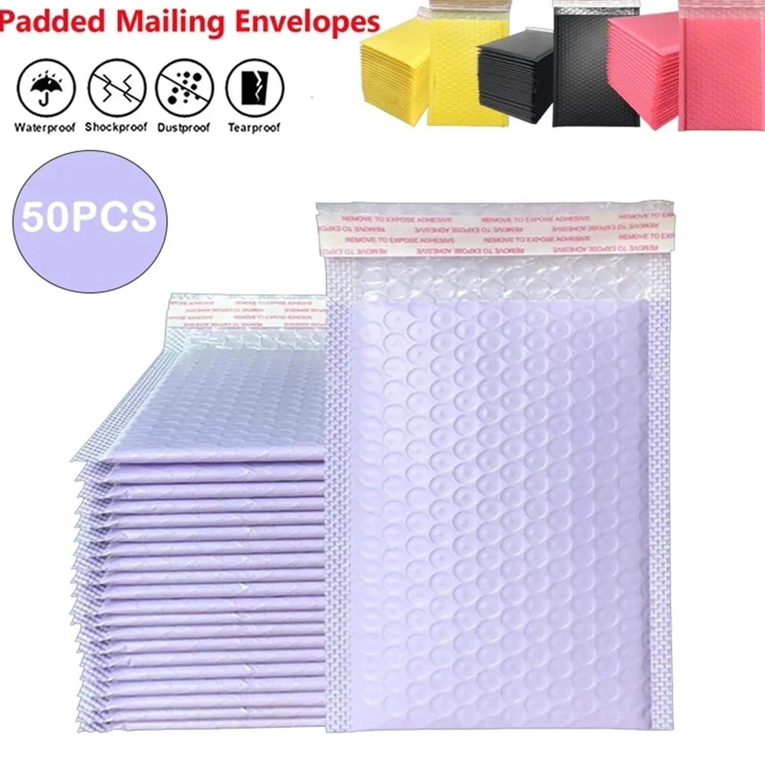 Buste imbottite, buste postali, 50 pezzi buste imbottite con bolle d'aria, buste imbottite con fodera a bolle d'aria, sacchetti in polietilene for imballaggio di spedizione, autosigillanti(Blue-50pcs,