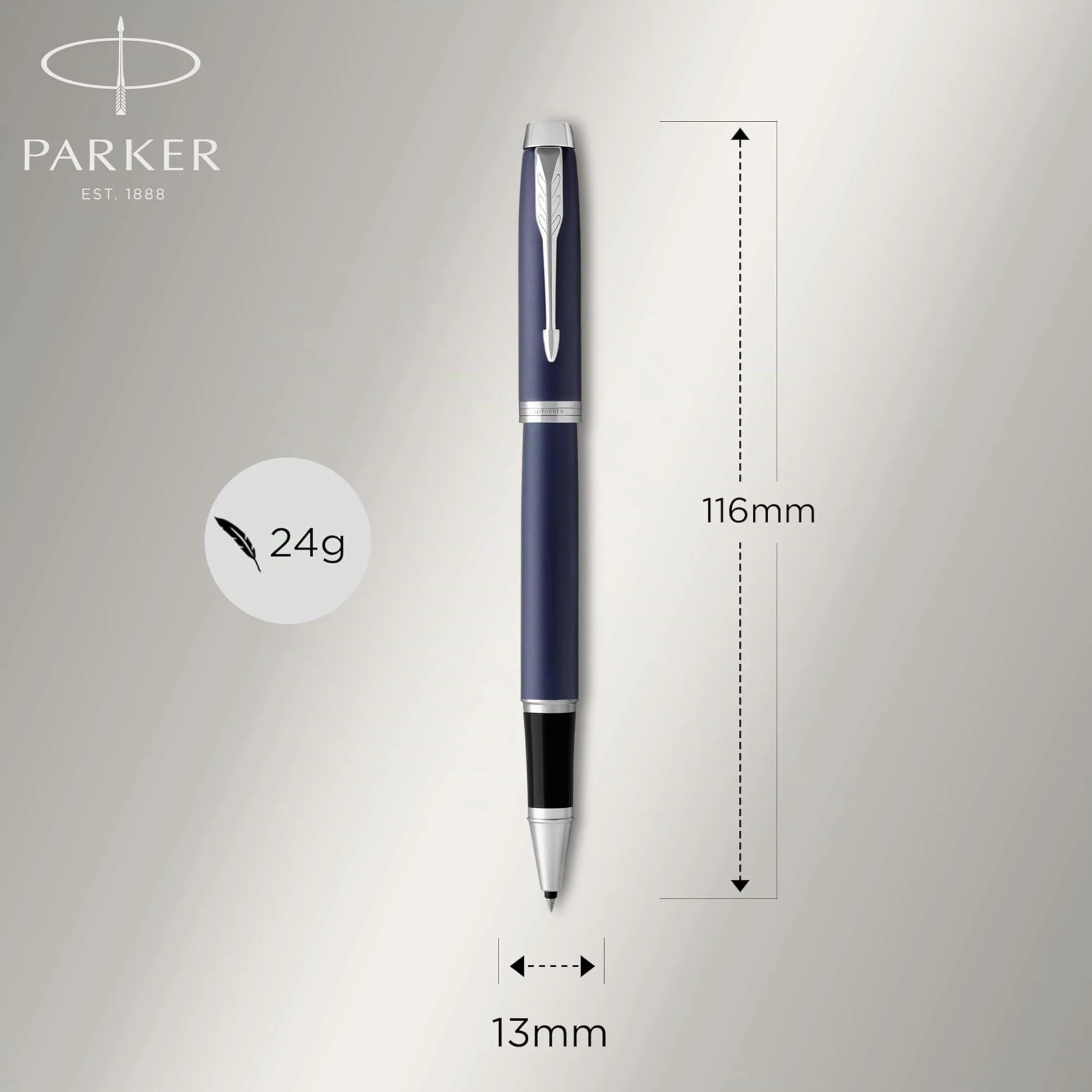 Parker IM Penna Roller | Punta Fine e Ricarica di Inchiostro Nero | Matte Blue Chrome Trim