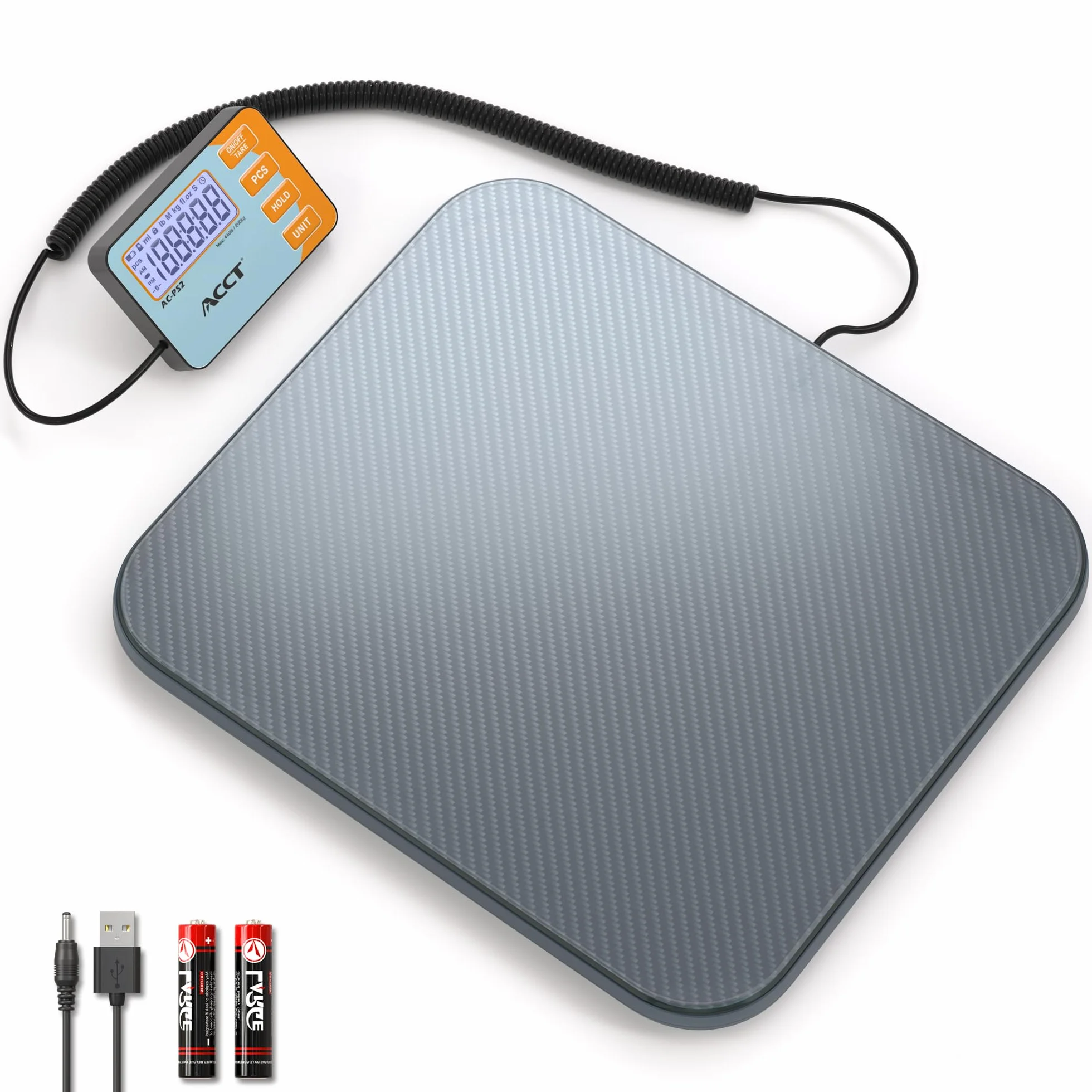 Bilancia da spedizione, 200 kg / 0,01 kg bilancia digitale ad alta precisione postale, con display LCD, funzioni di blocco/tara/conteggio/commutazione unità, adatta per pacchi, bagagli e