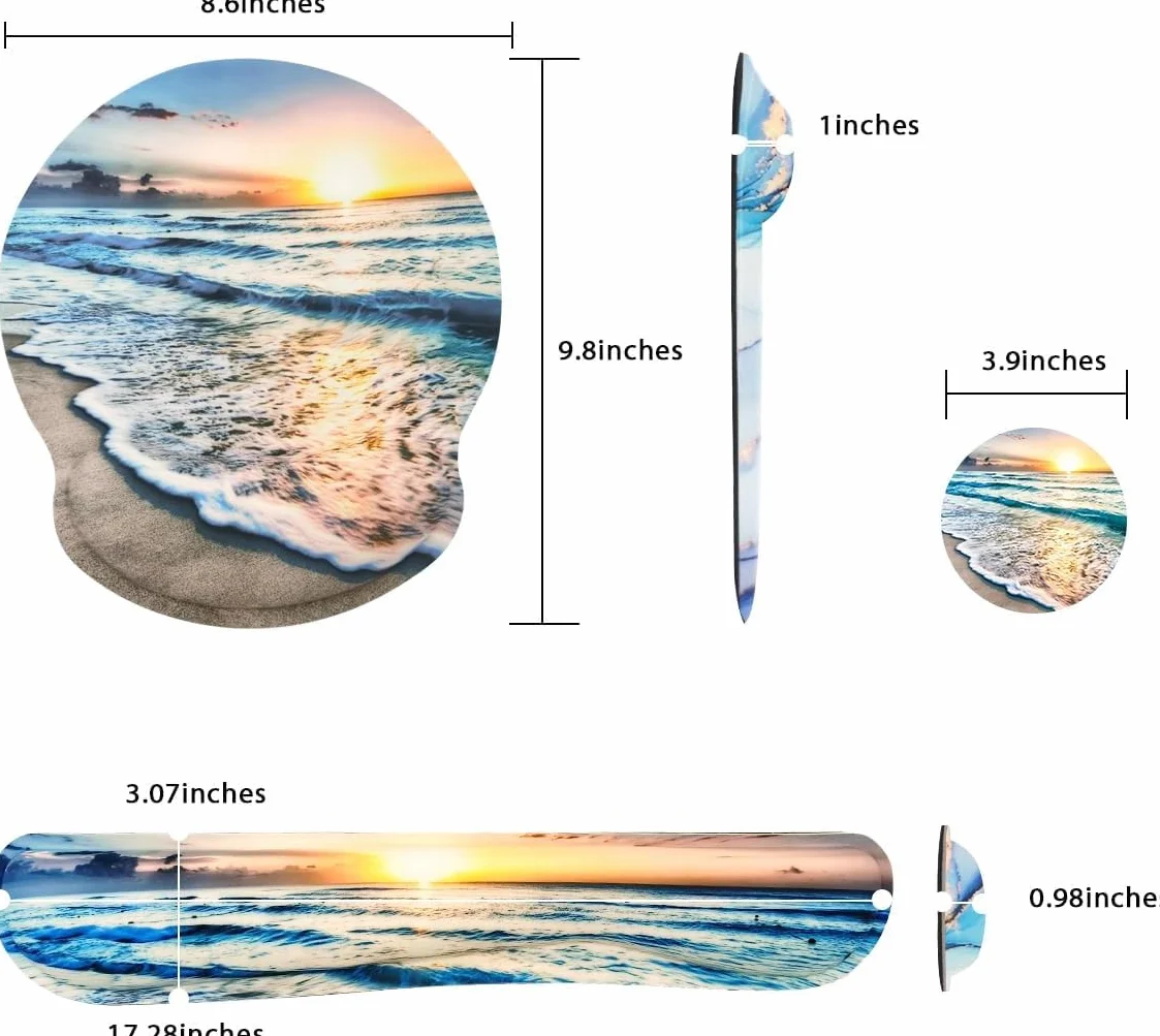 Set di poggiapolsi 3 in 1, tappetino ergonomico con cuscino in gel per mouse e tastiera