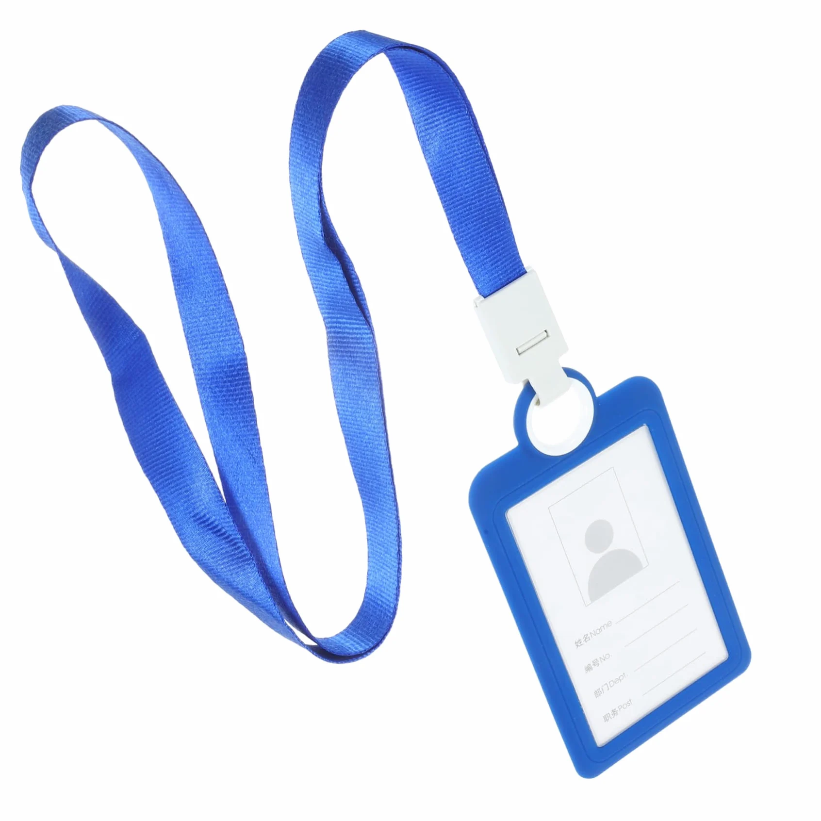 Housoutil 5 Pezzi Badge in Silicone Morbido con Cordino Id Custodia Durevole per Carte Scuola e Ufficio Blu