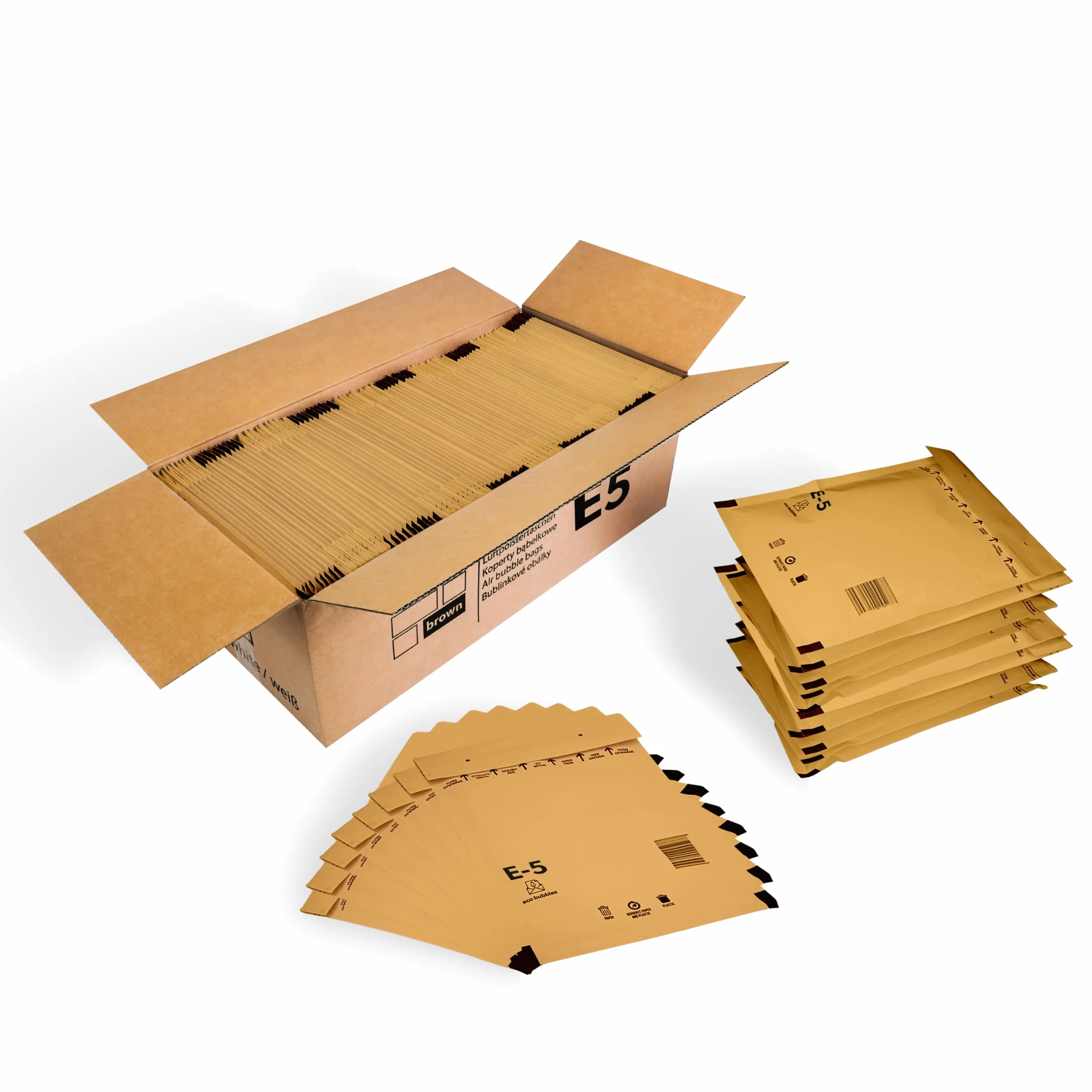 100 buste imbottite per spedizioni a bolle d'aria, dimensioni E/5 E5, marrone (240 mm x 275 mm)