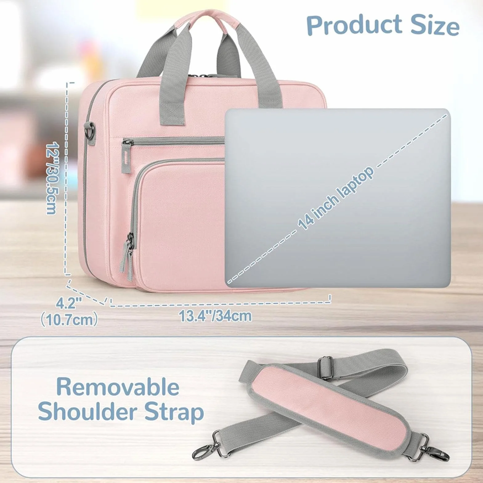 Raccoglitore ad Anelli con Cerniera 3 Anelli, Organizer Portatile Custodia per Documenti A4, Tessuto Oxford Impermeabile 600D, Tasca Rimovibile, Tracolla Regolabile per Ufficio Viaggi