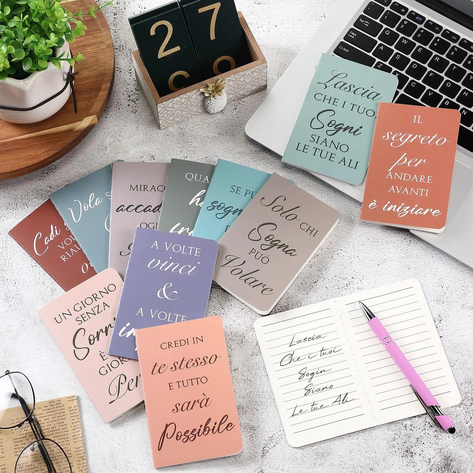 Sinmoe 24 Mini Quaderni Tascabili Originali con Frasi Motivazionali Italiano Regalo Laurea Studenti