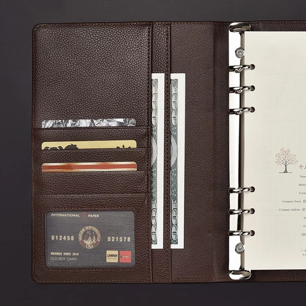 Taccuino Quaderno Lavoro Raccoglitore for Taccuino A5 In PU Riutilizzabile 6 Ad Anelli for Carta Di Riempimento, Diario Planner Personale for Copertina Blocco Note Viaggi Remarkable(A)