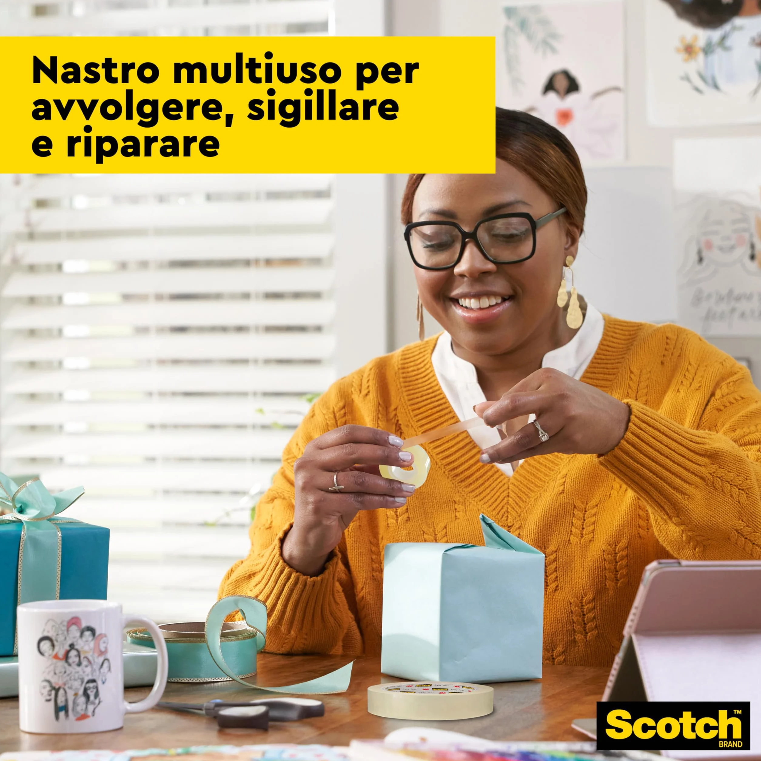 Scotch Nastro Adesivo Trasparente 10 Rotoli 15 mm x 33 m Multiuso Forte e Duraturo