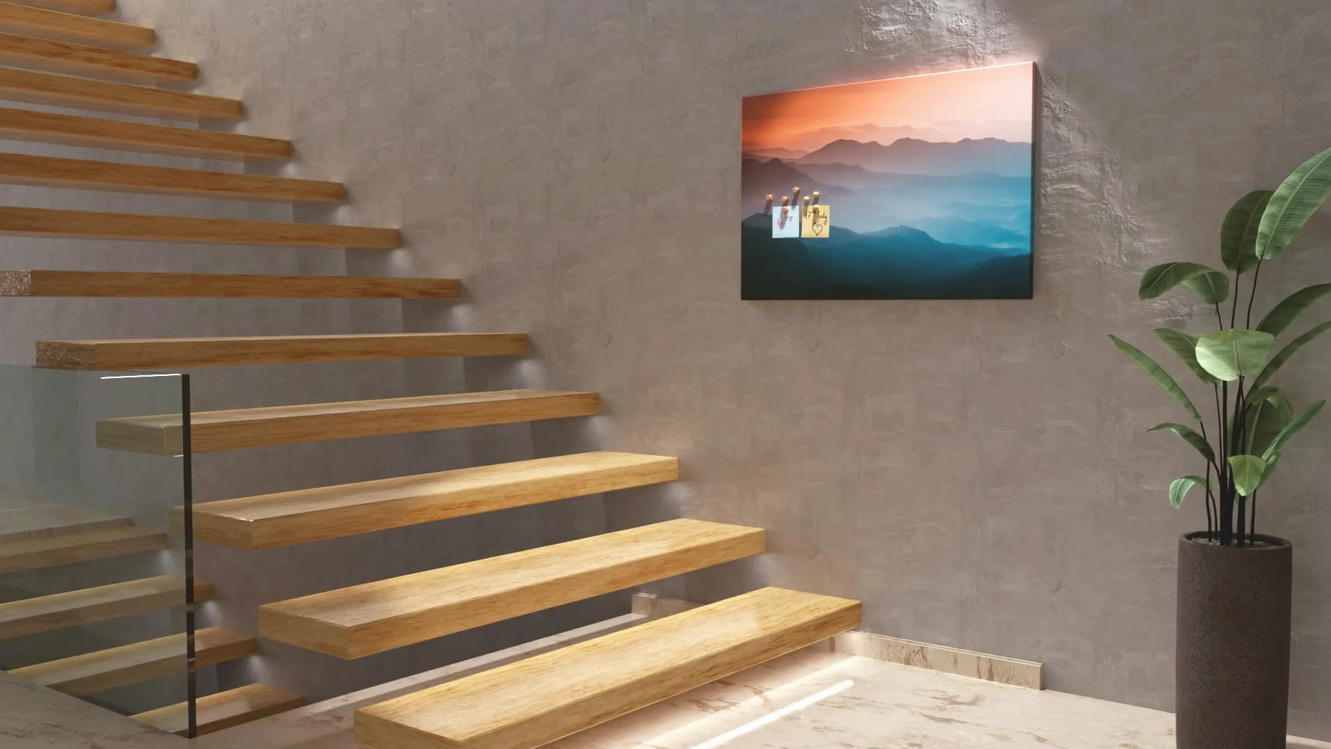ALLboards Lavagna magnetica CANVASboards 90x60cm – Colline Nebbiose all’Alba, lastra adatta per tutti i tipi di calamite