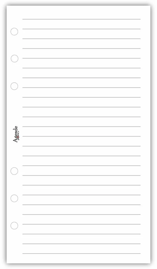 Ricambio agenda organizer a righe 9,5x17cm 6fori - 50 fogli bianco