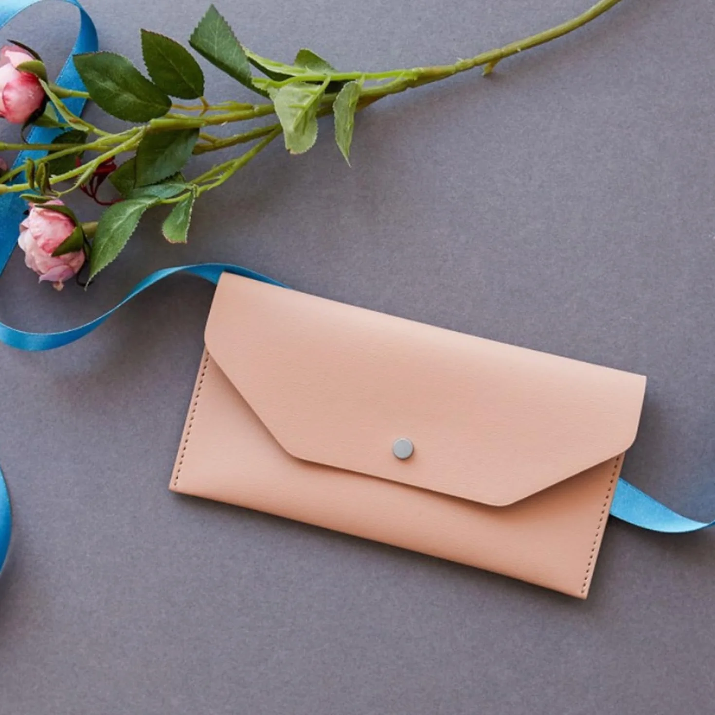 Borsa per Buste per Contanti in Pelle PU, Portafoglio Riutilizzabile, Divisore per Buste, Rosa