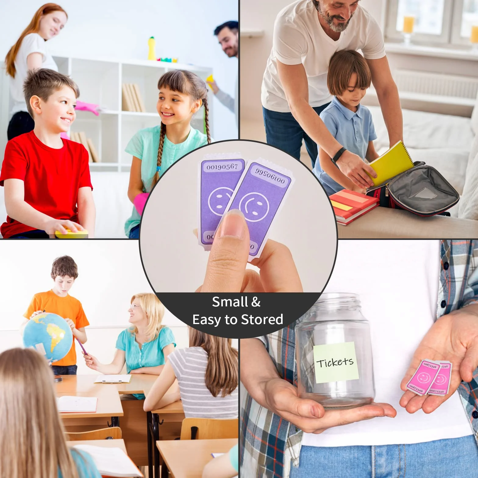 L LIKED Smile Tombola-Tickets auf Rolle, 2,5 x 5,1 cm, 1000 Tickets, Violett