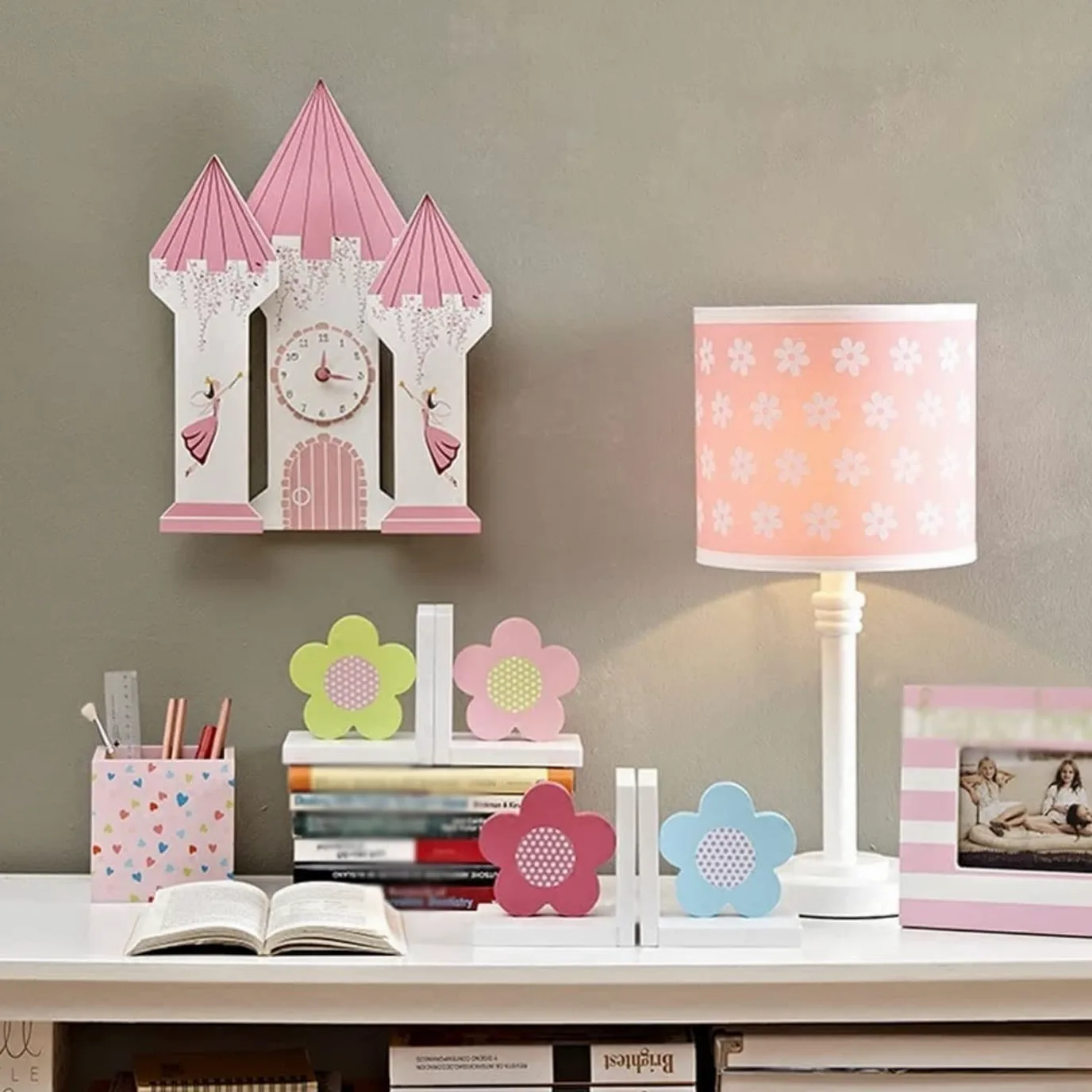 Reggi Libri, Fermalibri Reggilibri Moderni Con Fiori Pastorali Fermalibri In Legno Regalo Supporti Per Libri Antiscivolo Per La Casa Ufficio Casa Scrivania(B)