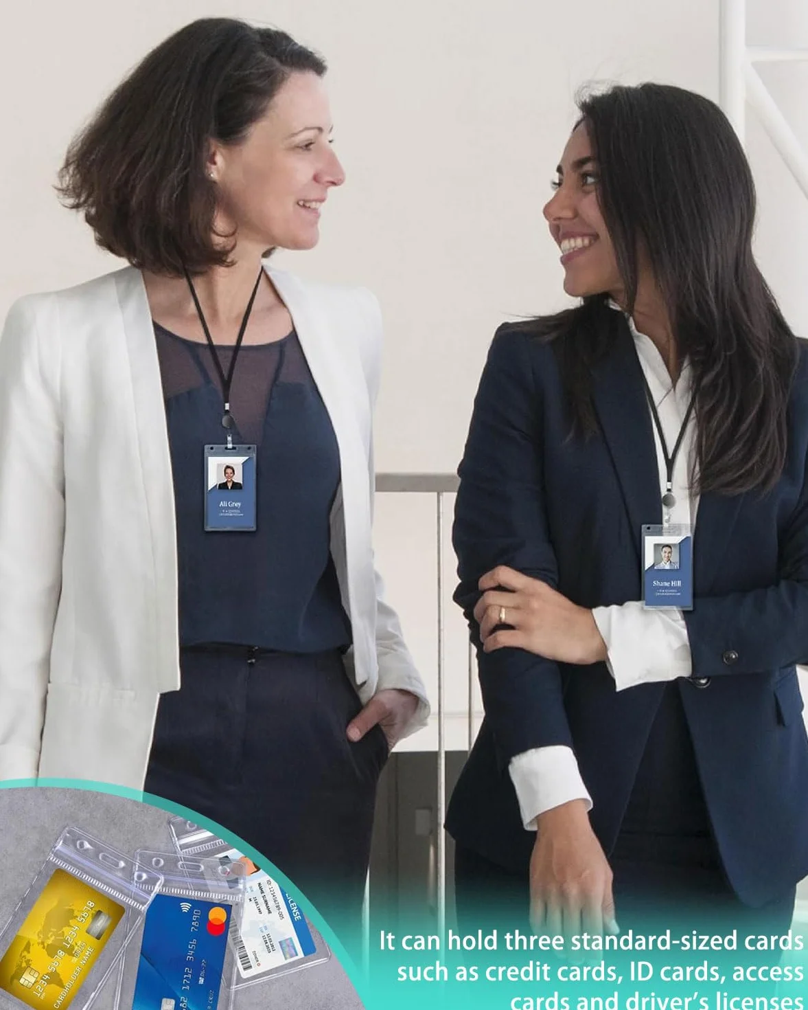DAFNE 8 Pezzi Porta Badge Verticale in Plastica Impermeabile Custodia Trasparente per Tessere Identificazione