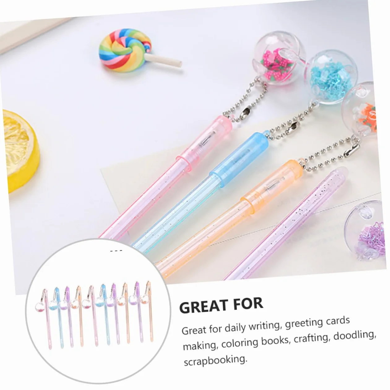 Angoily 30 Pezzi Penne Gel Colorate con Ciondolo Barattolo Penne per Studenti e Ufficio Scrittura Materiale Ecologico Stilo Robusto e