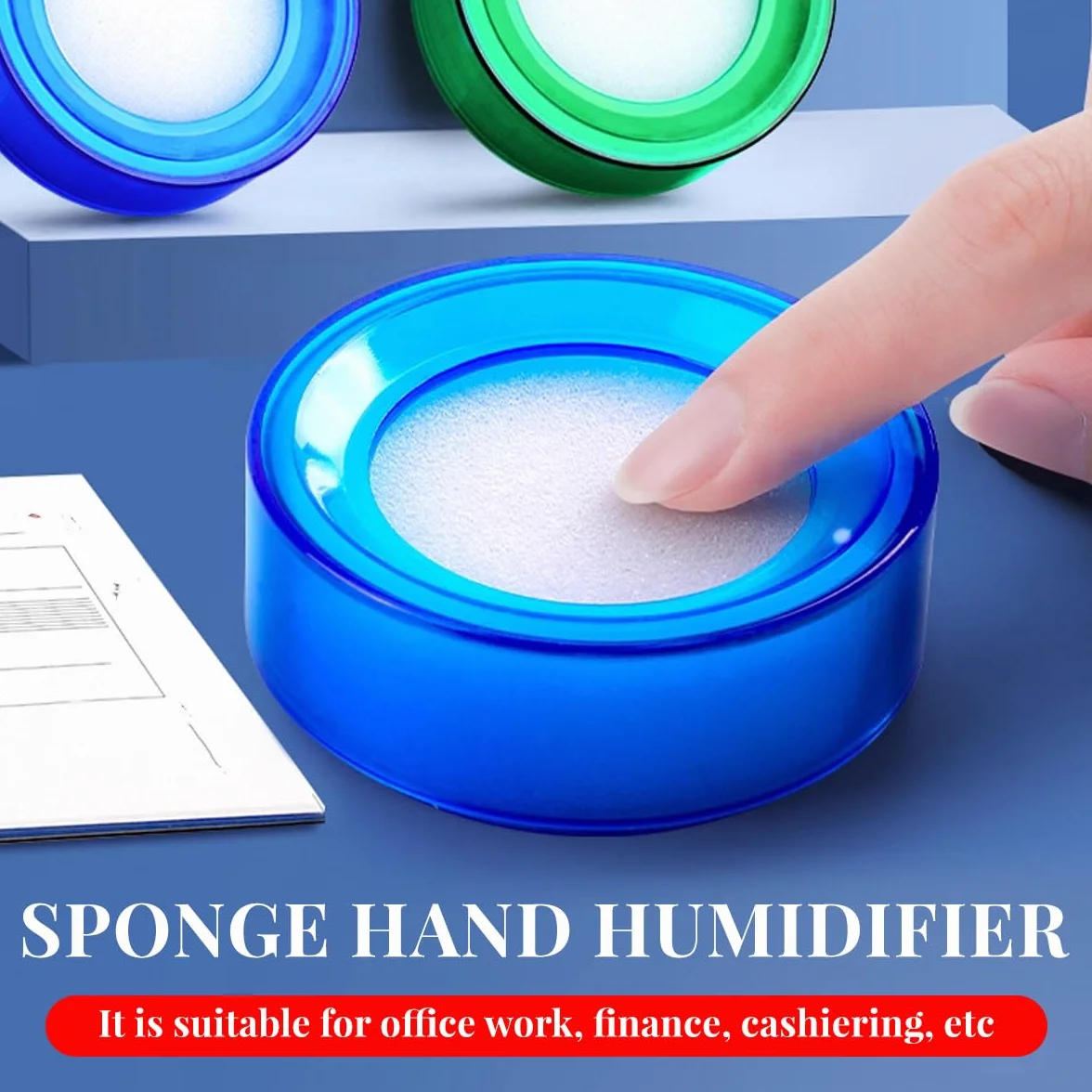 Spugne bagnate da dito 6,9 x 2,5 cm custodia plastica strumento conteggio idratazione banconote contanti 4 colori