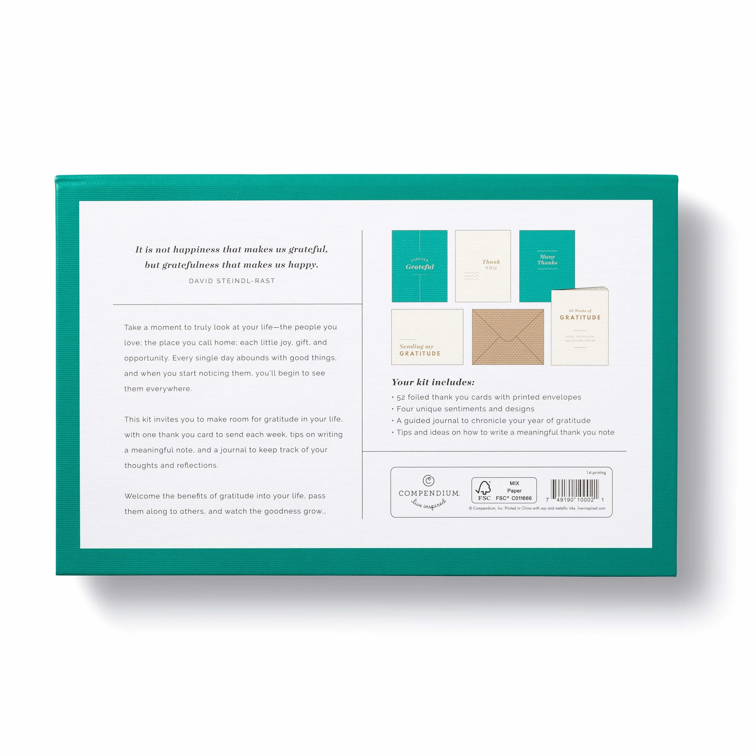 Compendium Kit di biglietti di ringraziamento 52 settimane gratitudine