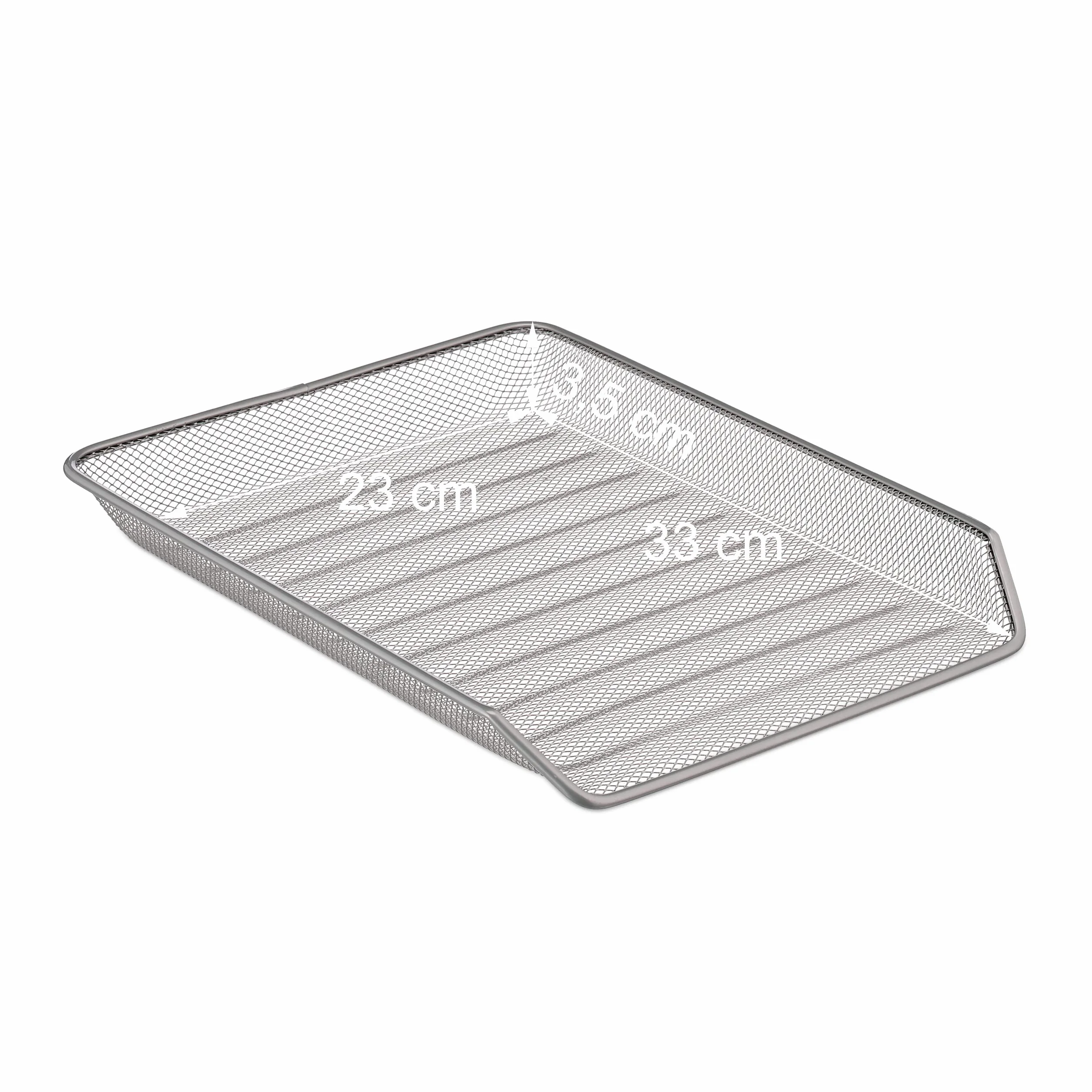 Relaxdays Organizer Portadocumenti con 5 Vaschette, Portalettere A4, HLP: 37,5 x 30 x 35 cm, Rete in Acciaio, Argentato