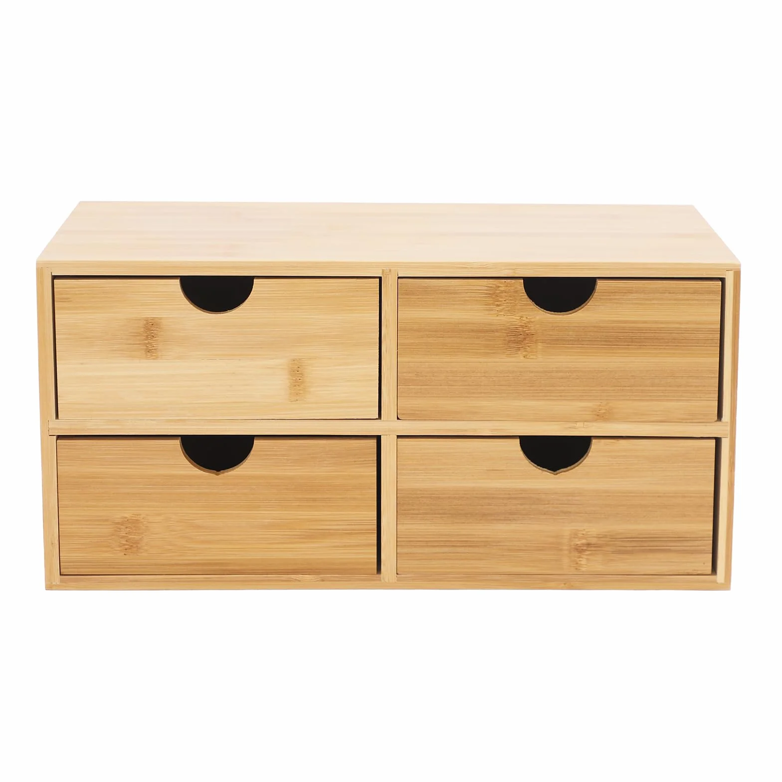 Scatola portaoggetti in legno con 4 scomparti, 33 × 19 × 16 cm, grande organizer da scrivania, adatto per soggiorno, camera da letto, studio, uffici e case per studenti