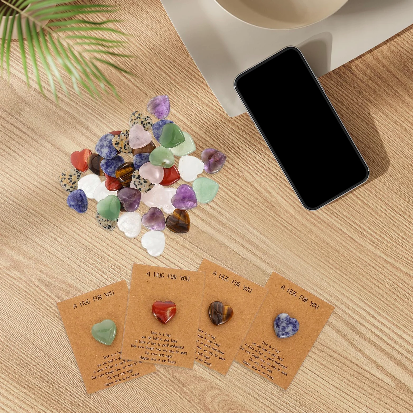 Mipcase Biglietti D’Auguri con Pietra Naturale a Forma di Cuore Set da 40 Pezzi per Festa degli Innamorati e Compleanno Decorazione Romantica per Scambio di Auguri e Regalo