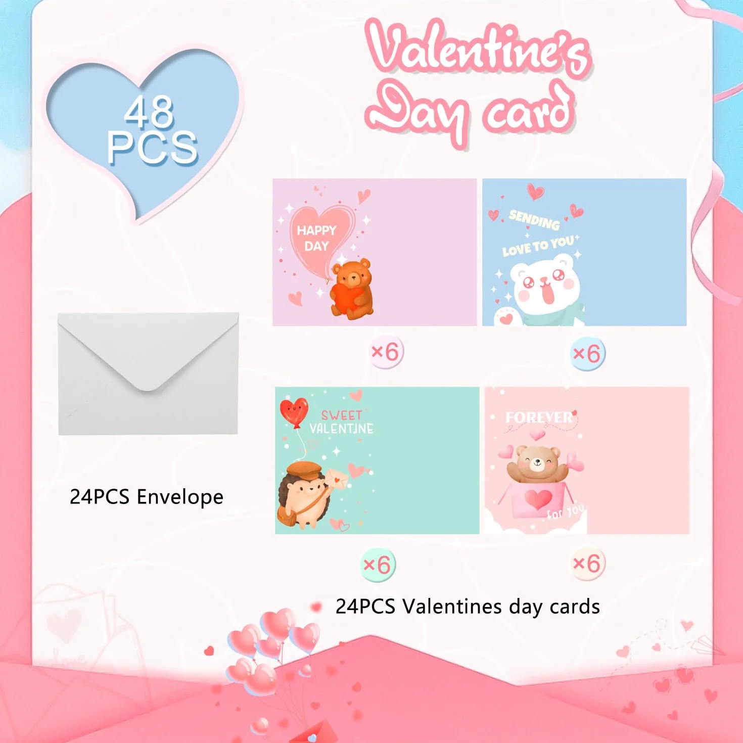 Biglietti San Valentino 48 Pezzi per Coppia Romantico Anniversario Matrimonio