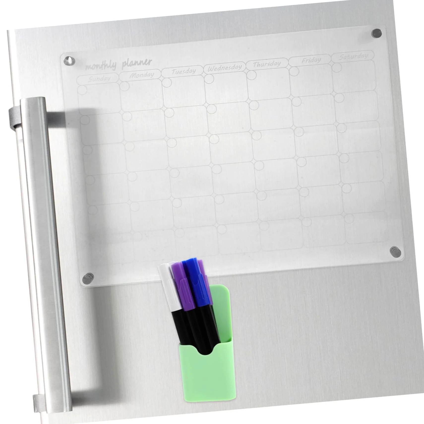 VILLCASE Calendario Magnetico per Frigorifero Cancellabile Secco Lavagna per Scrivere Pianificatore dei Pasti Trasparente Doppia Funzione per Organizzare la Pianificazione Settimanale