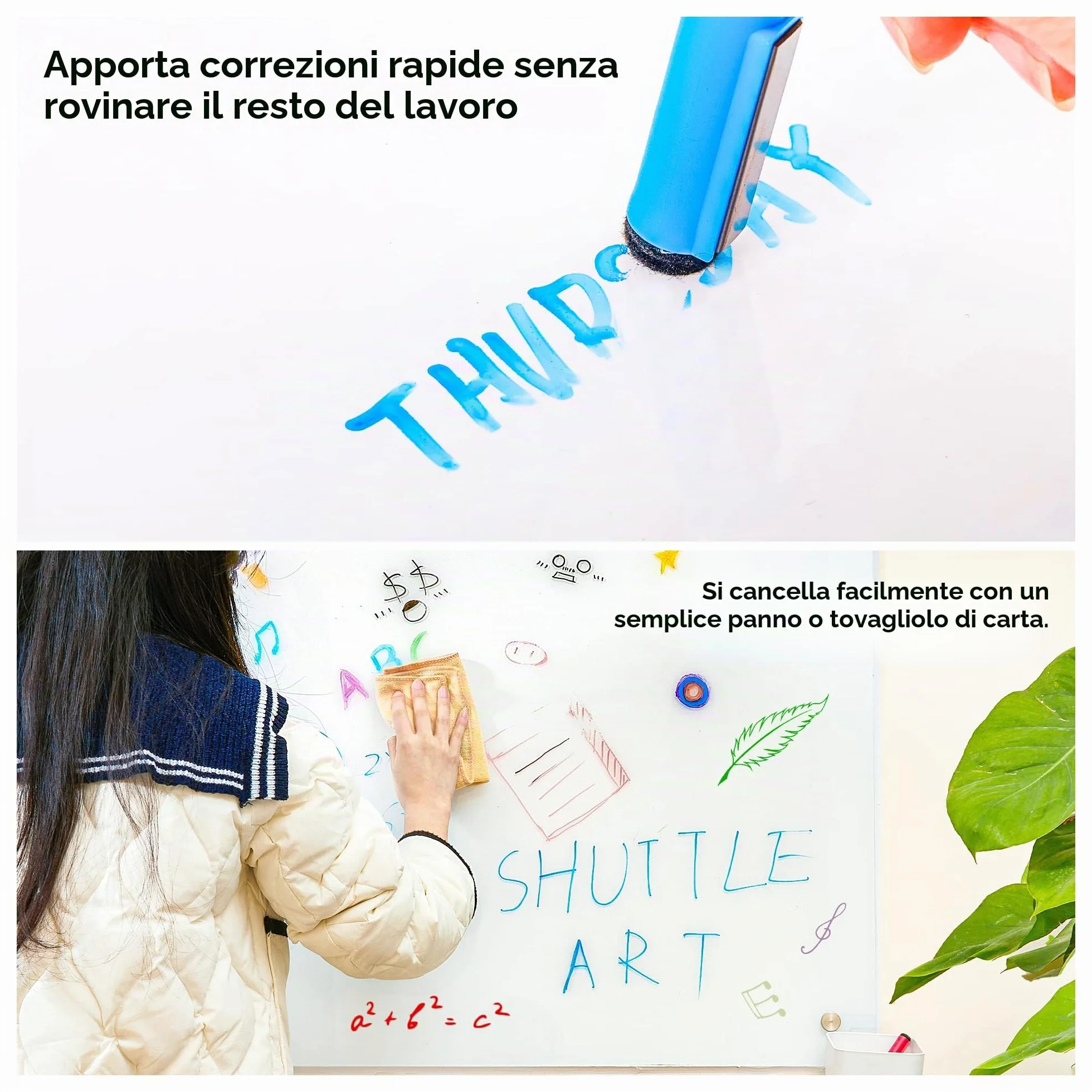 Shuttle Art 15 pennarelli magnetici per lavagna, punta fine, cancellabili a secco