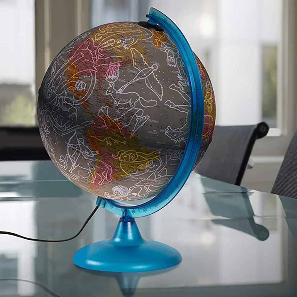 Tecnodidattica Night&Day Mappamondo 25 cm doppia cartografia Politica Costellazioni celesti italiano