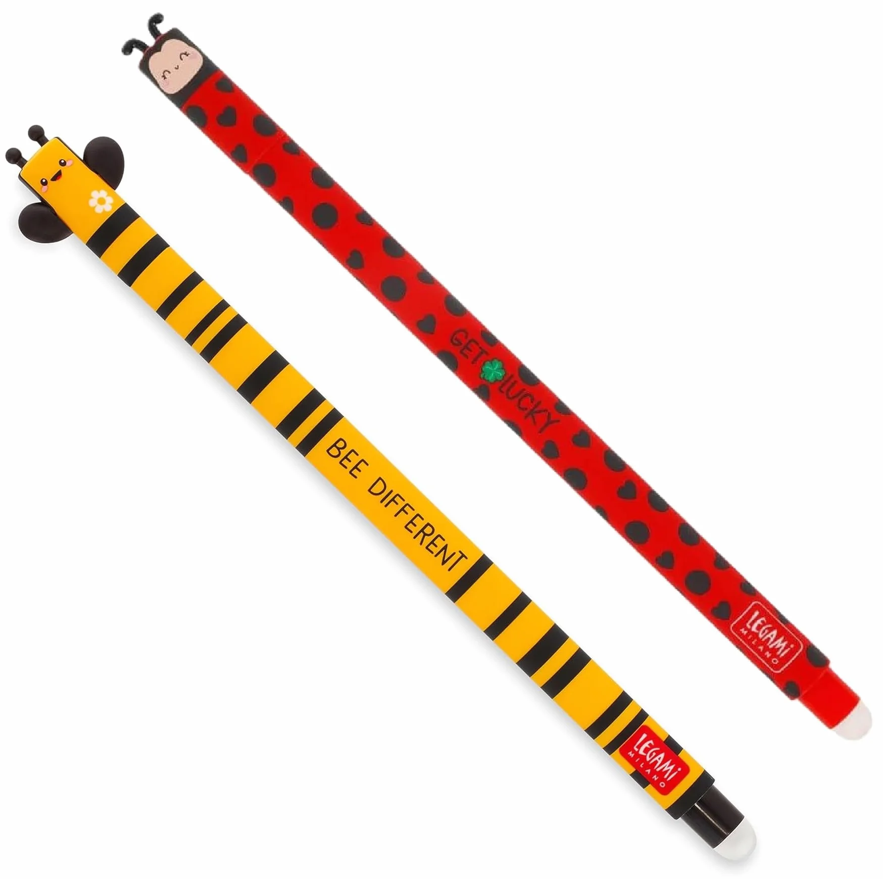 LEGAMI Set di 2 penne gel 0.7 mm nero e rosso sensibile alla temperatura Ladybug e ape