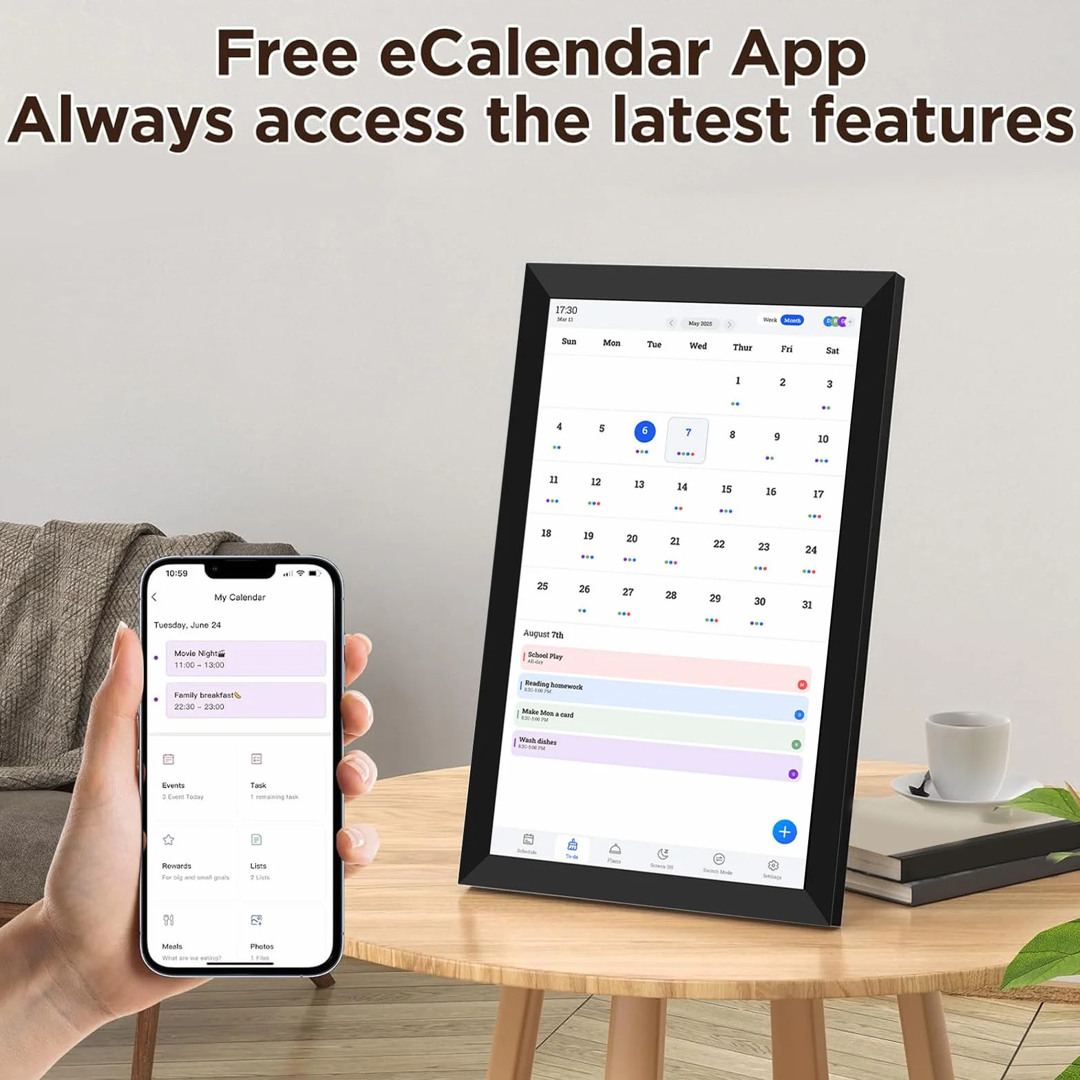 Fafeicy Calendario Digitale Touchscreen 10,1 Pollici HD Wi-Fi Pianificatore Familiare Gestione Attività Giornaliere Cornice Fotografica Digitale Smart Organizzatore Quotidiano