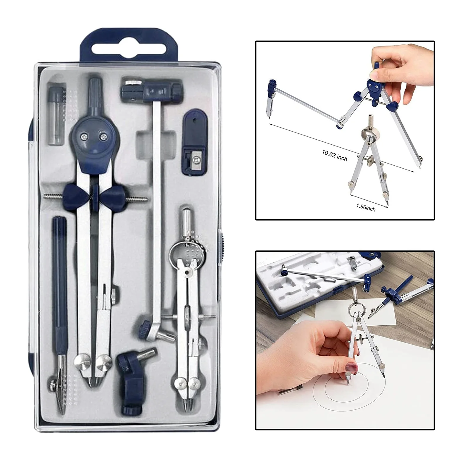 caihuashopping Compassi per tracciare Geometria Multifunzionale in Acciaio Inox Drafting Bussola Geometria Matematica 7pcs / Set Cerchi Strumento Durable Stationserry Strumenti di Misura