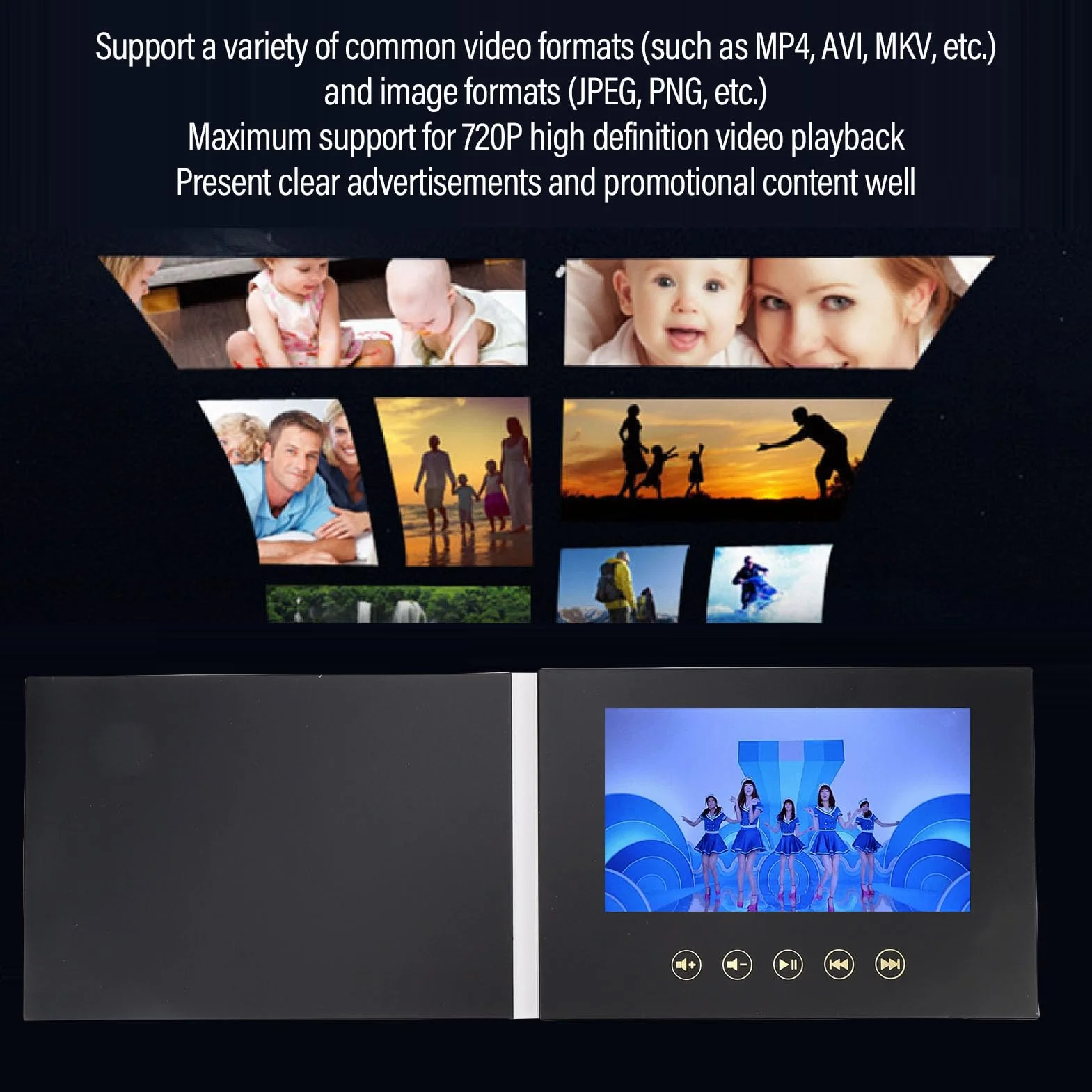 Denash Carta di Auguri Video 7" Brochure Digitale HD 128M Type-C Batteria Ricaricabile Marketing
