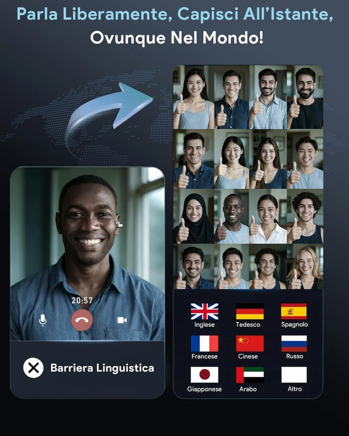 Boytond Traduttore Vocale Istantaneo Multilingue - Auricolari Per Traduzione Simultanea In Tempo Reale, Cuffie Con Traduzione Multilingue Per Studio, Business e Viaggi Internazionali