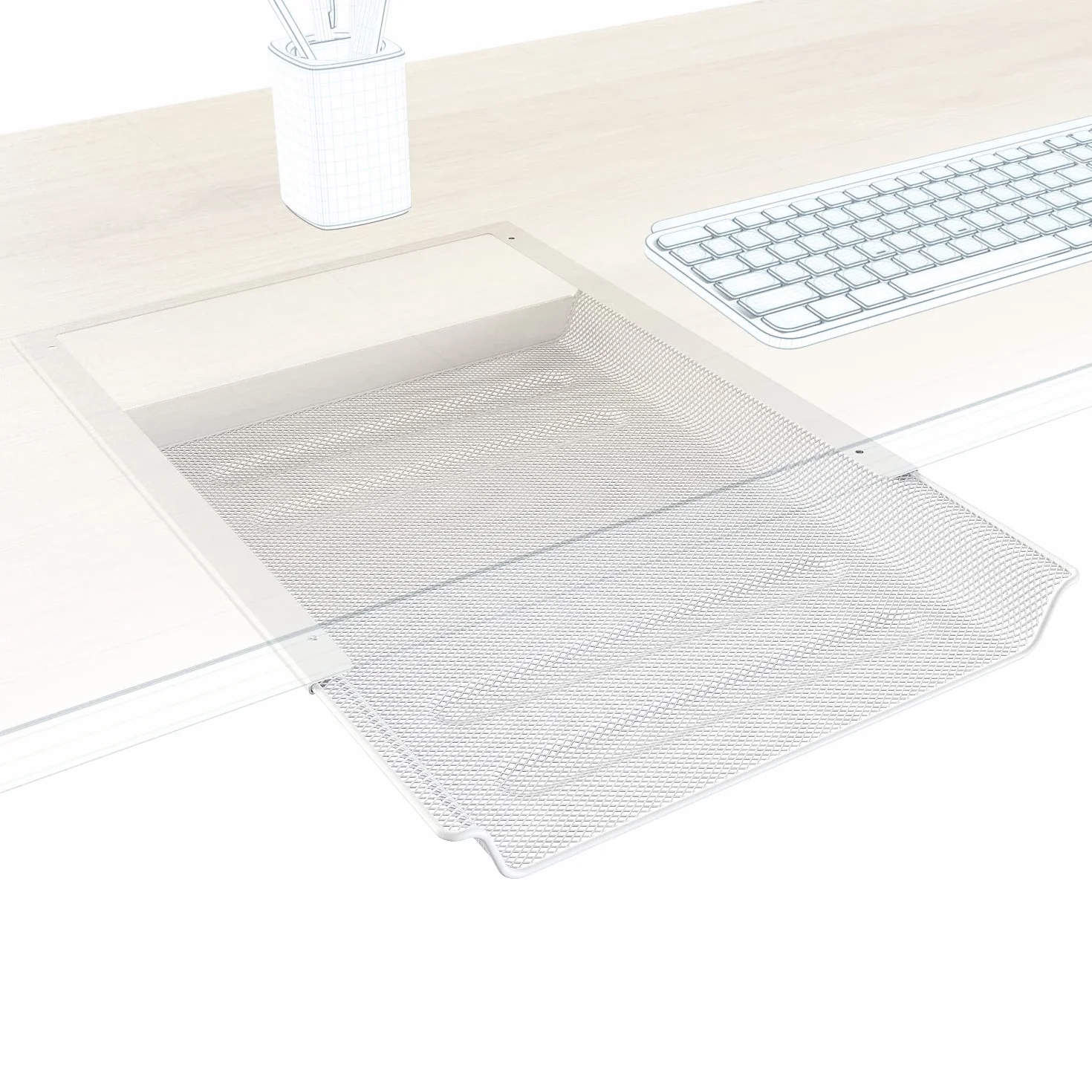 KD Essentials Cassetto sottotavolo bianco per documenti A4 e articoli ufficio organizzatore invisibile