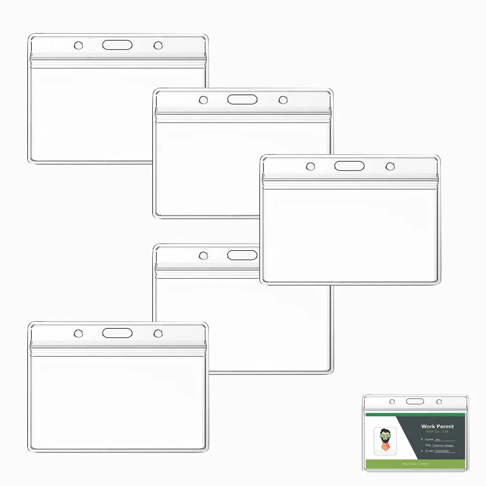 Porta Badge Trasparente 5 Pz per Carta ID Studente Biglietto da Visita