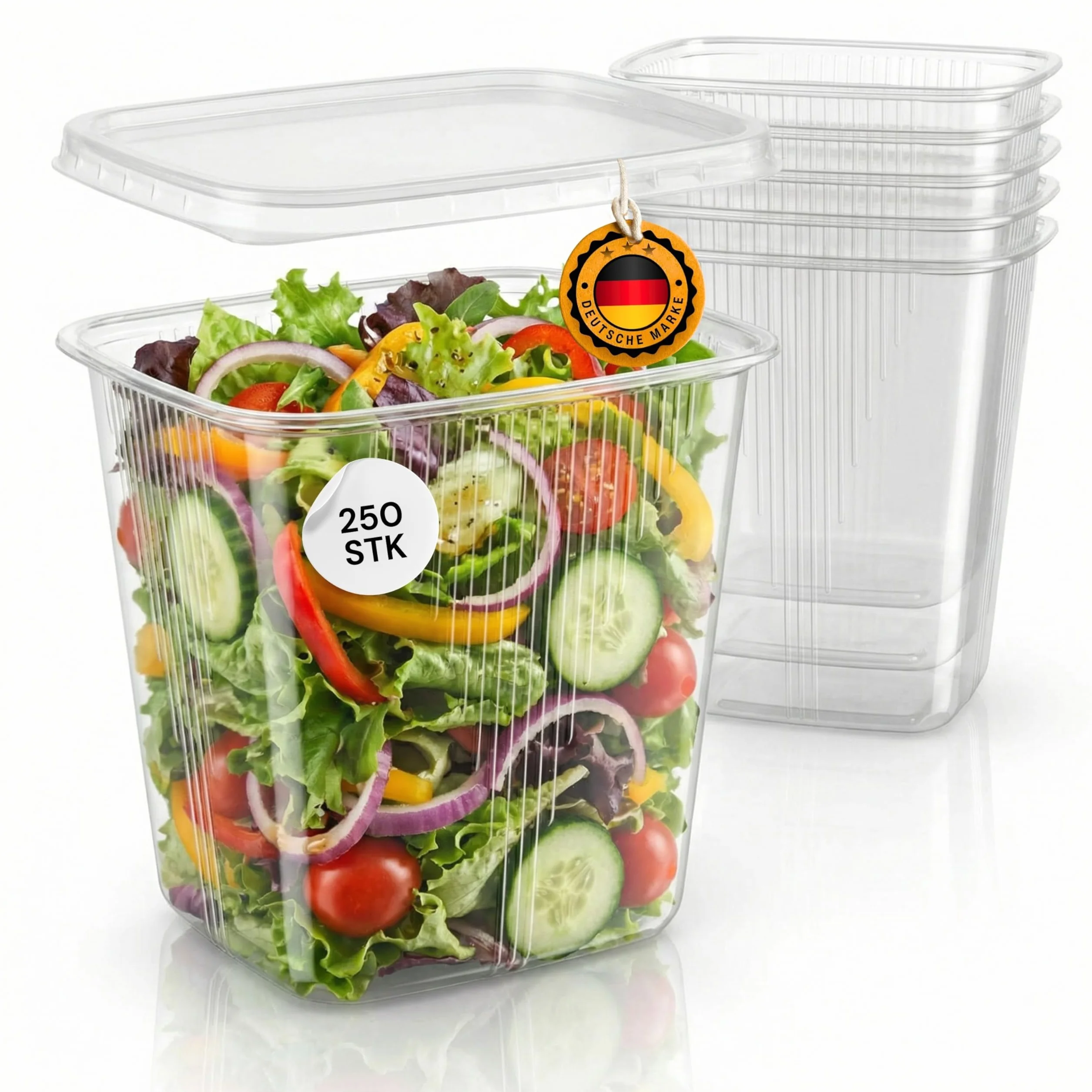 Tazza per alimenti rettangolare 500 ml con coperchio – Contenitore in polipropilene per insalata, snack e take-away