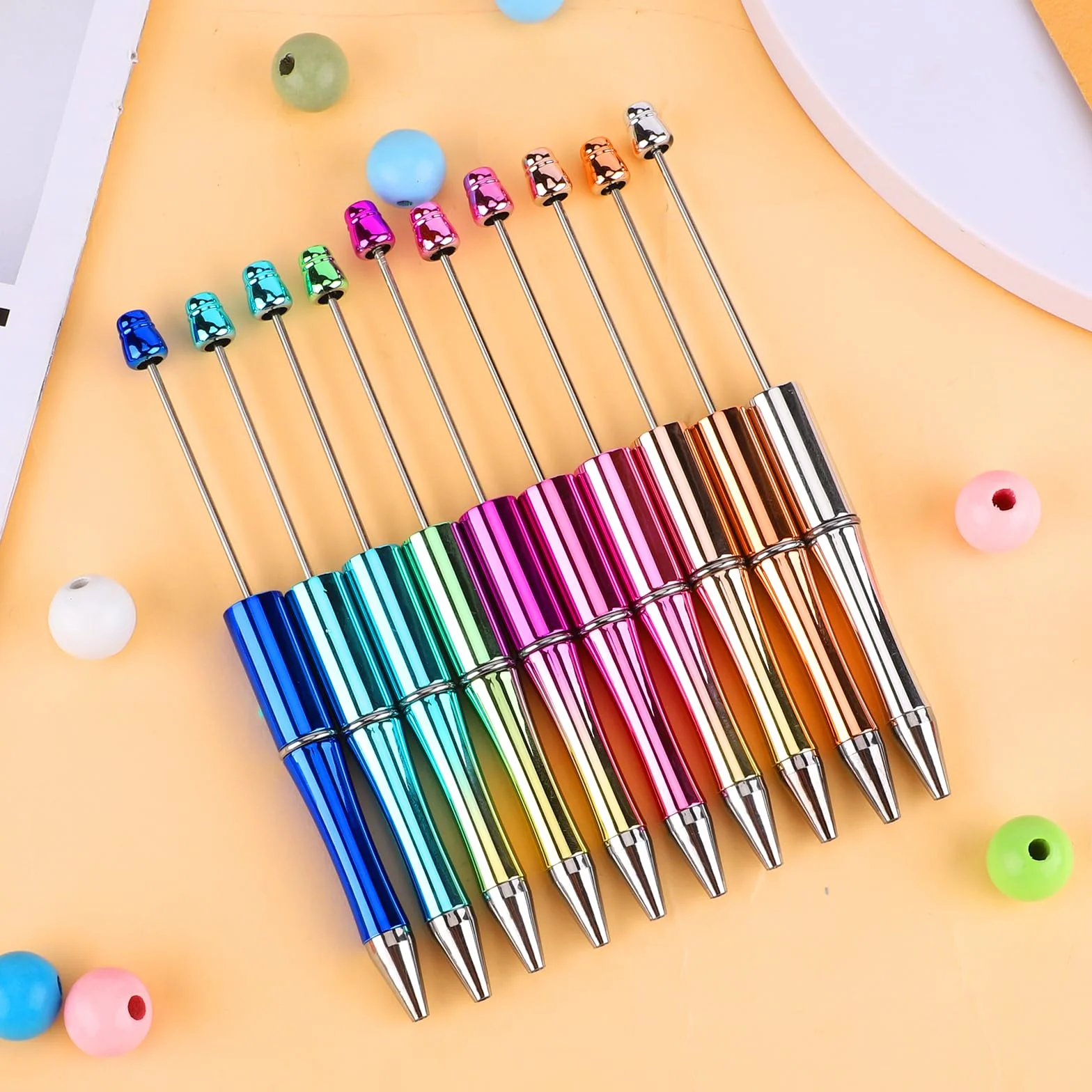 100pz Penne Perline, Kit di Plastica con Ricariche di Ricambio Colorate Fai-Da-Te per Regali Ufficio Materiale Scolastico