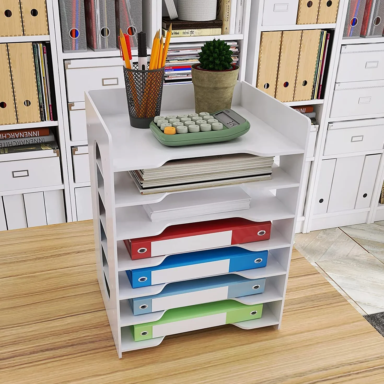 PUNCIA PUNCA Organizer Ufficio Scrivania 7 Livelli in PVC Porta Documenti da Scrivania Raccoglitori Documenti a Cassetto Organizzatore Porta Fogli A4 Portadocumenti Cassetti per Ufficio Casa e Scuola