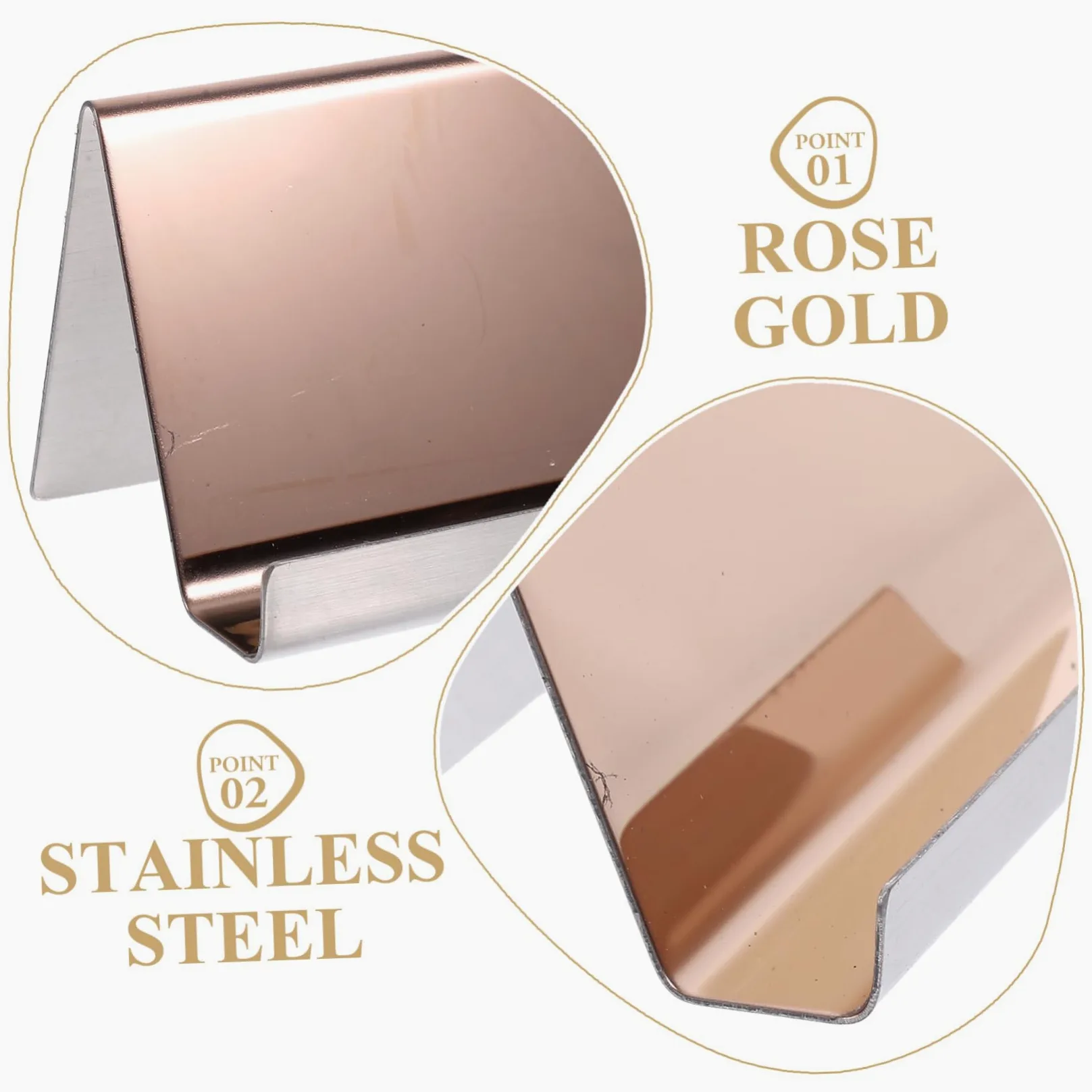 HOMSFOU 4 Pezzi Biglietti Visita Inossidabile Elegantper Scrivania Espositorper Carte Visita Resistente per Ufficio e Ricezione
