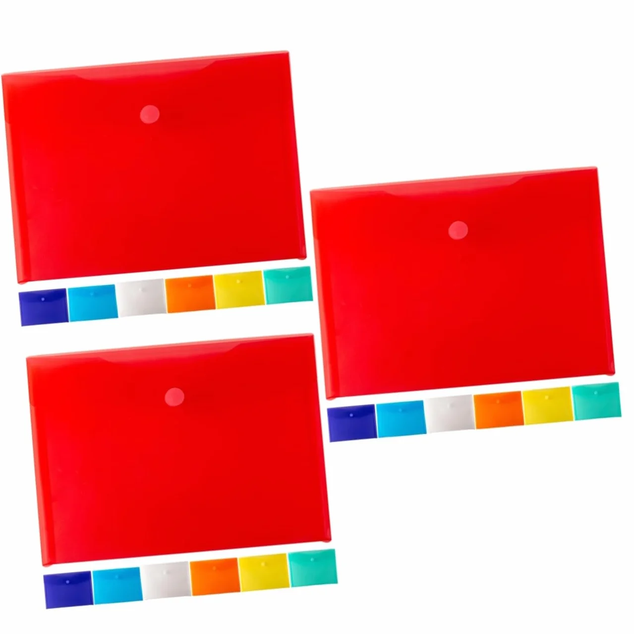 VILLCASE 3 Set Di Cartelle Portadocumenti Per Ufficio Cartelle Portadocumenti Con Bottone Automatico Formato A4 in Plastica Sicura 7 Pezzi*3