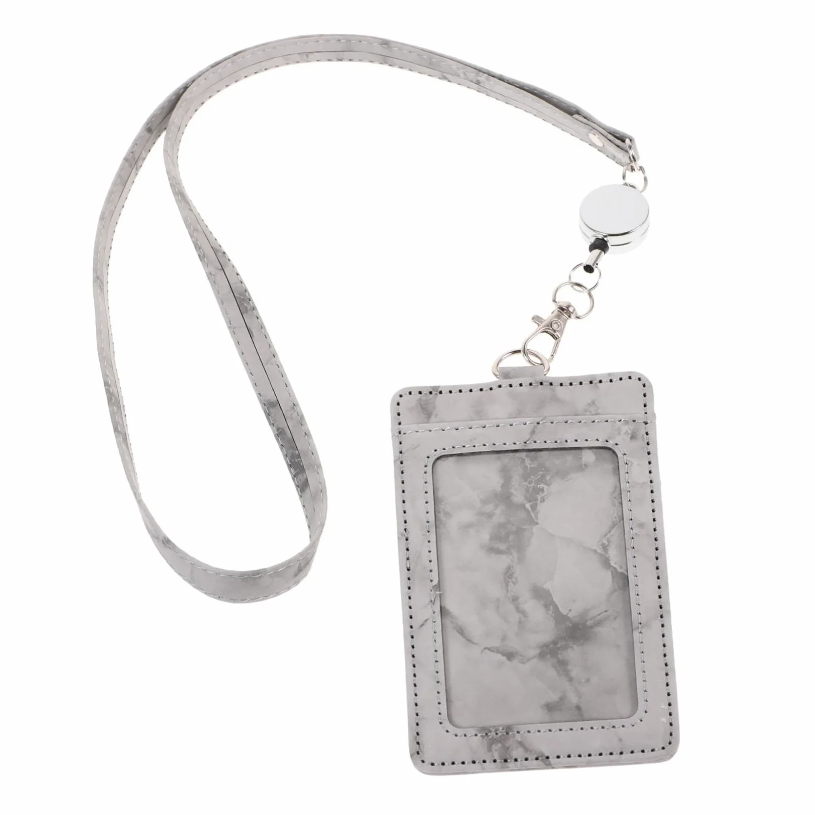 SHINEOFI 5sets Porta Badge Verticale Con Lanyard Rimovibile Porta Tessere Id Pu Con Design Elegante e Stile Marmo Per Ufficio Scuola e Eventi