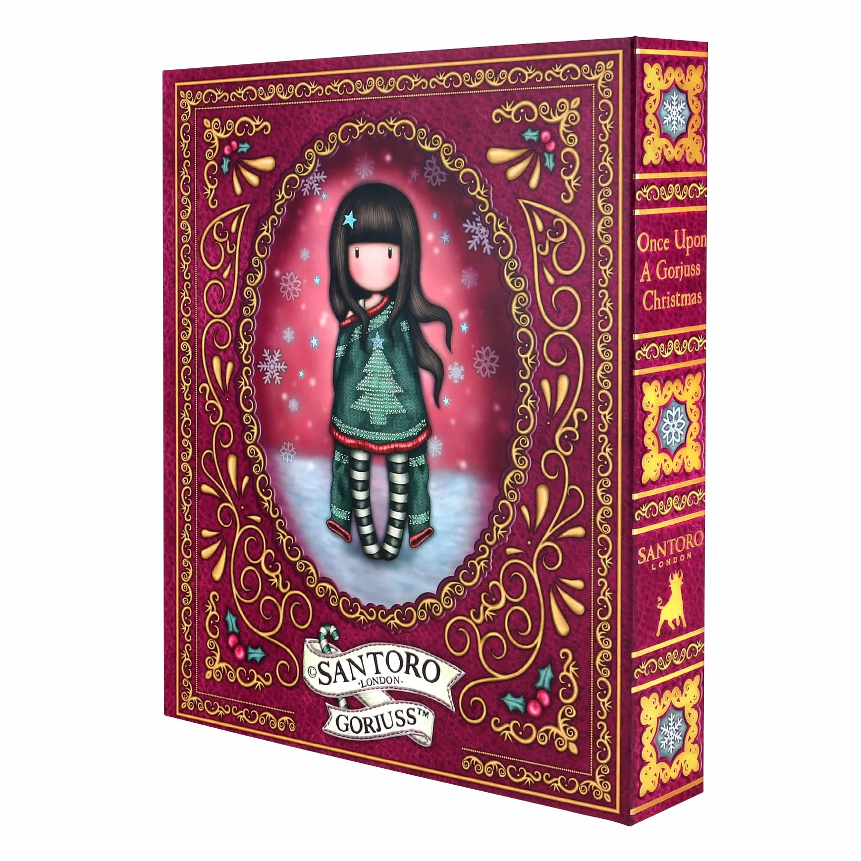 SANTORO Gorjuss Calendario dell'Avvento 2023, calendario natalizio con 25 sorprese tra cui quaderni, penne, nastro di carta, cancelleria e spilla smaltata, regalo per ragazze, bambini, allegro e