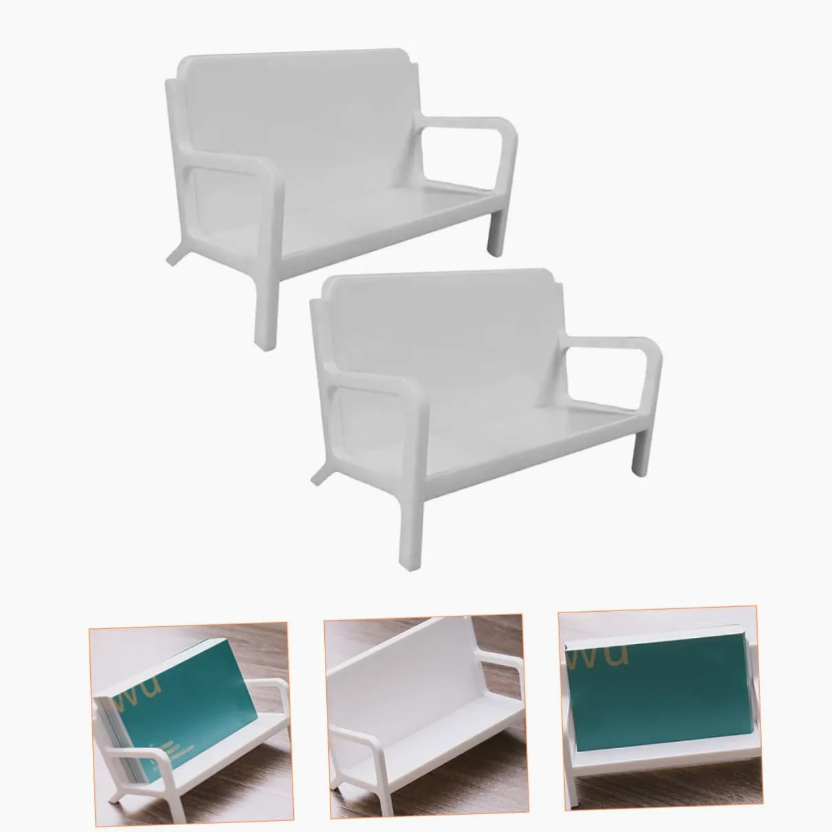 HOMSFOU 3 Set Porta Biglietti Da Visita Titolari Display Organizzatore Saluto In Piedi Titolare Della Carta Dell'ufficio Porta Carte Da Esposizione Abs Bianca 2 Pezzi * 3