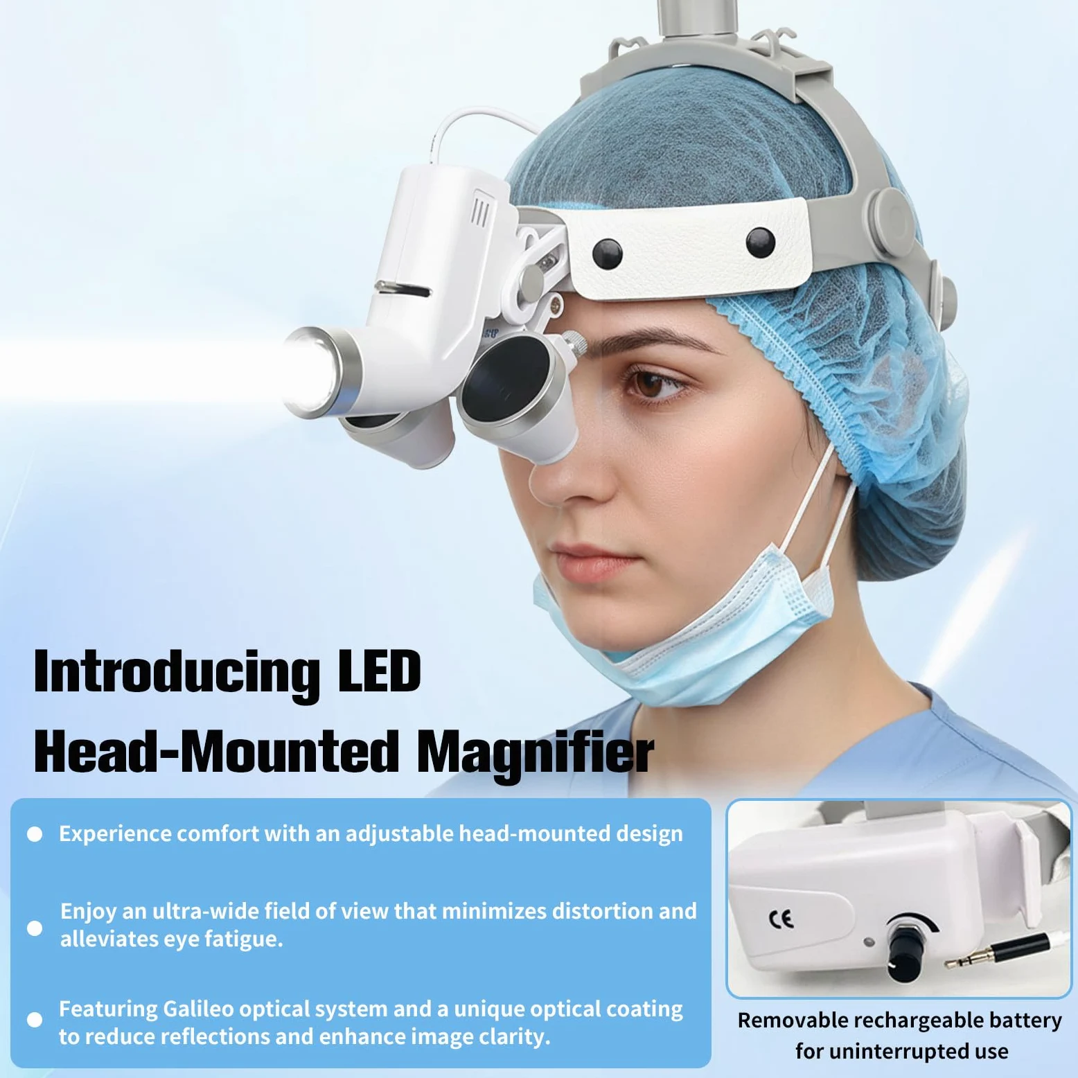 Occhiali di ingrandimento con luce da dentista, 3,5 x 420 mm, occhiali chirurgici con faro LED regolabile da 5 W, per dentisti, chirurgici, gioiellieri e modellismo