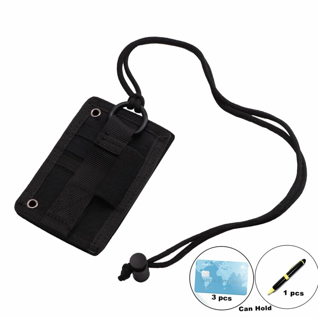 STOBOK Porta Badge in Nylon Da 3 Pezzi Con Cordino Per Ufficio Scuola Patente Di Guida Nero Robusto