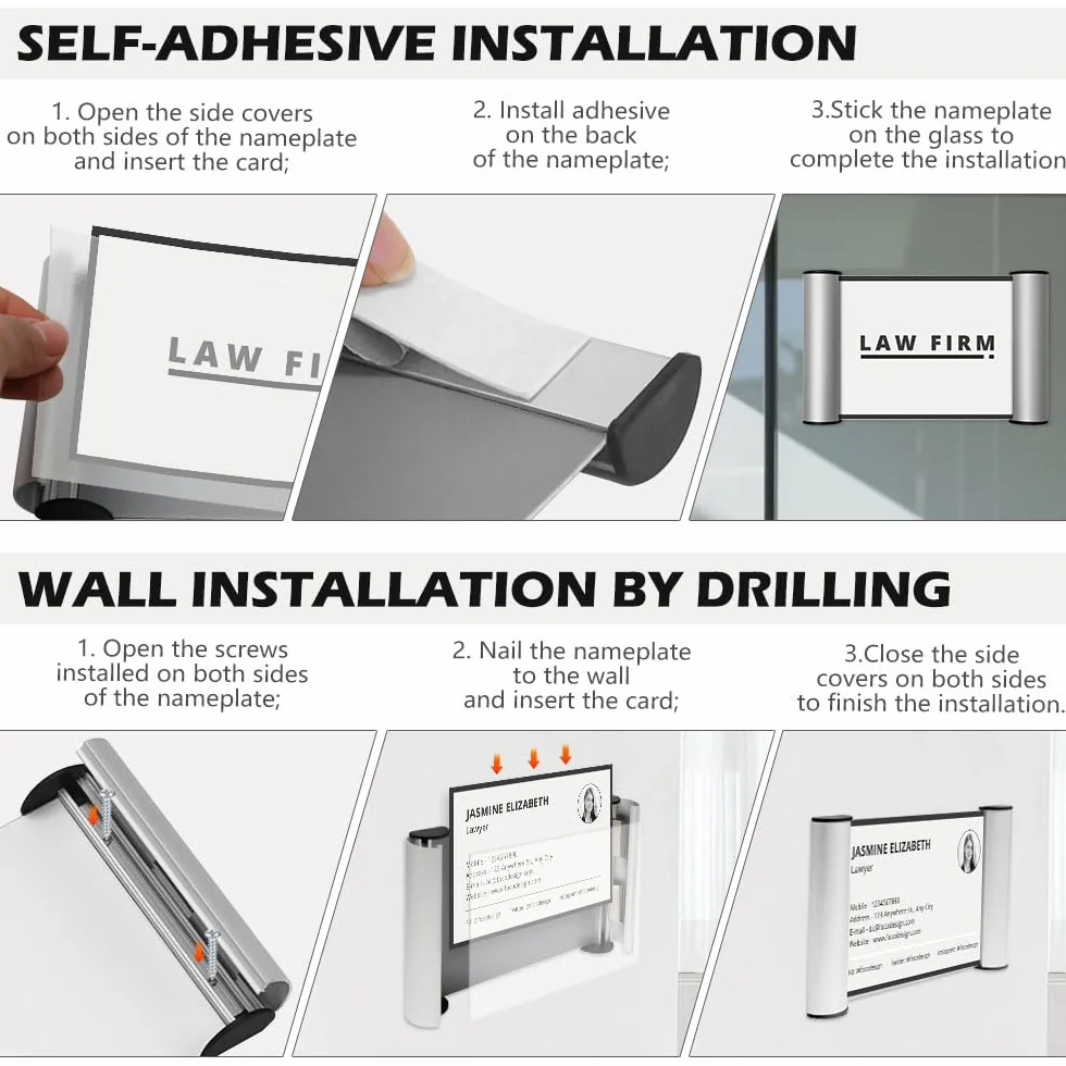 6 Pezzi A6 Targhette Porta Ufficio in Alluminio (148x105 mm)Autoadesivo Set completo Installazione su Porta per Segnaletica Professionale in Uffici, Studi Medici, Ambienti Commerciali ed Eventi