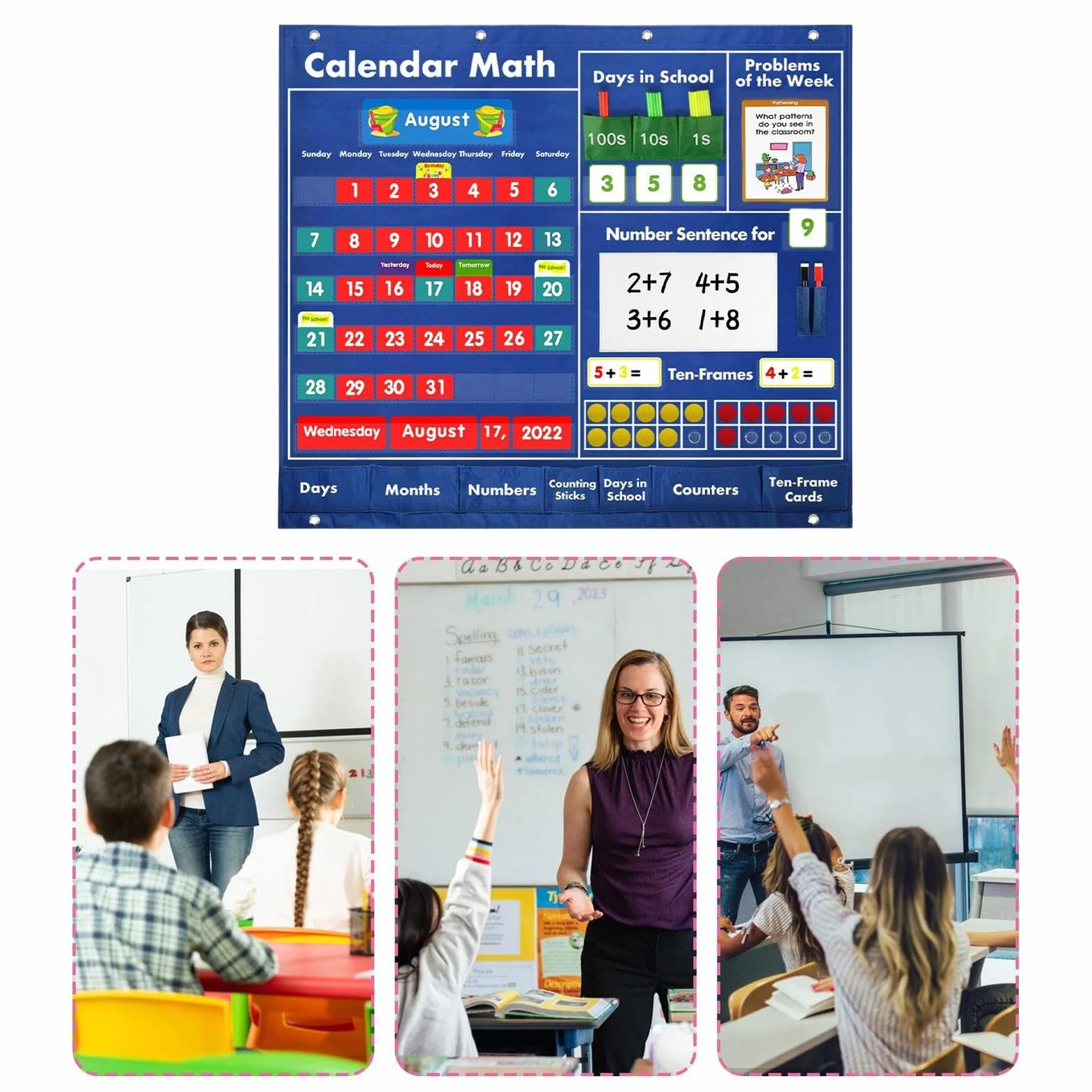 Tabellone Tascabile Attività Con Materiali Modulari | Materiali Didattici Con Tabellone A Tasche Per Bambini Ragazze Insegnanti Genitori Vacanze Classe Casa Prescolare Elementare