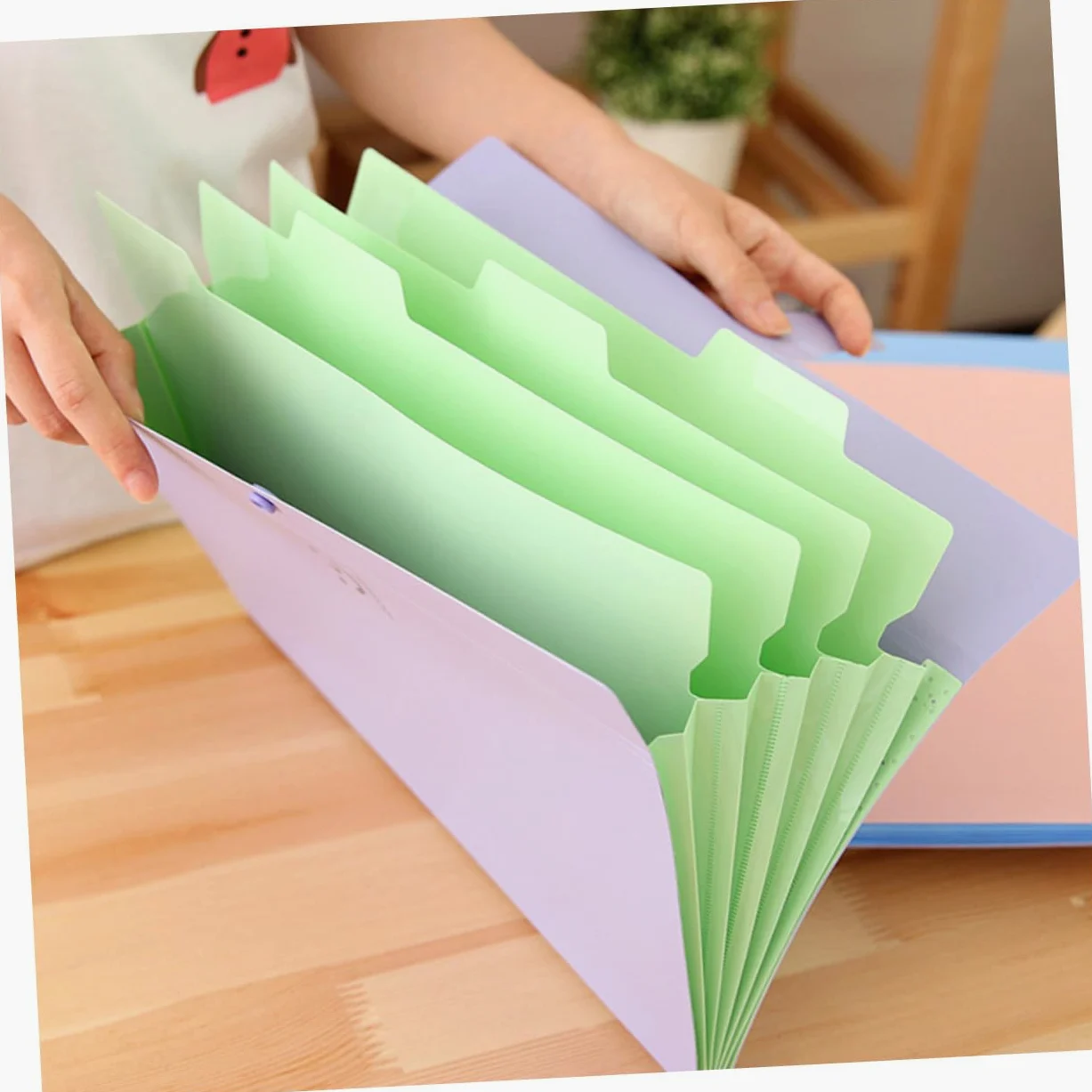 Cartella Portadocumenti Espandibile a 5 Tasche Chiusura Snap | Set in Plastica, per Scuola e Ufficio, Organizer a Fisarmonica per Fogli Formato A4 e Letter