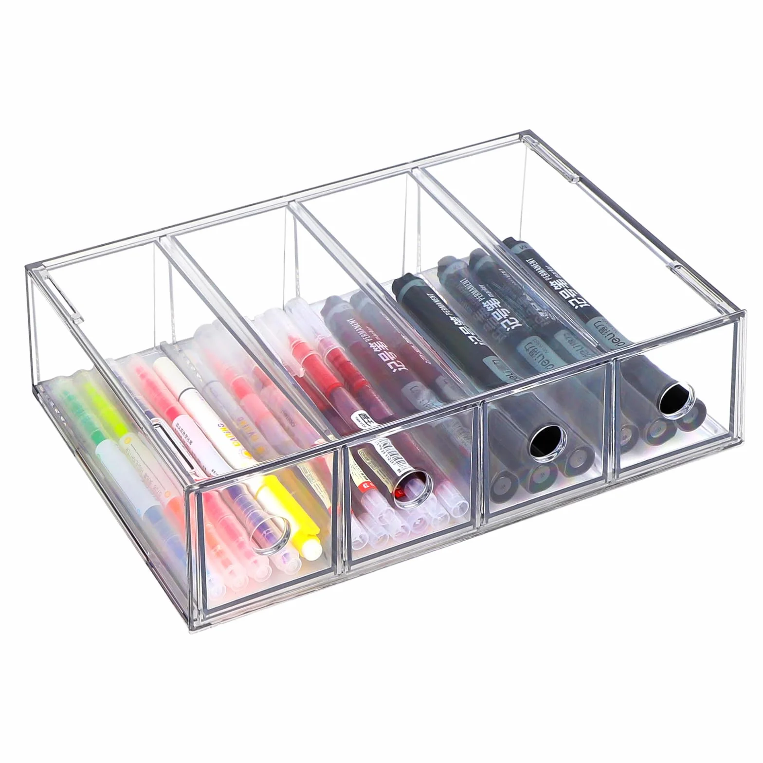 Organizzatore da scrivania con 4 cassetti trasparente impilabile cassettiera storage box multifunzione per cancelleria ufficio