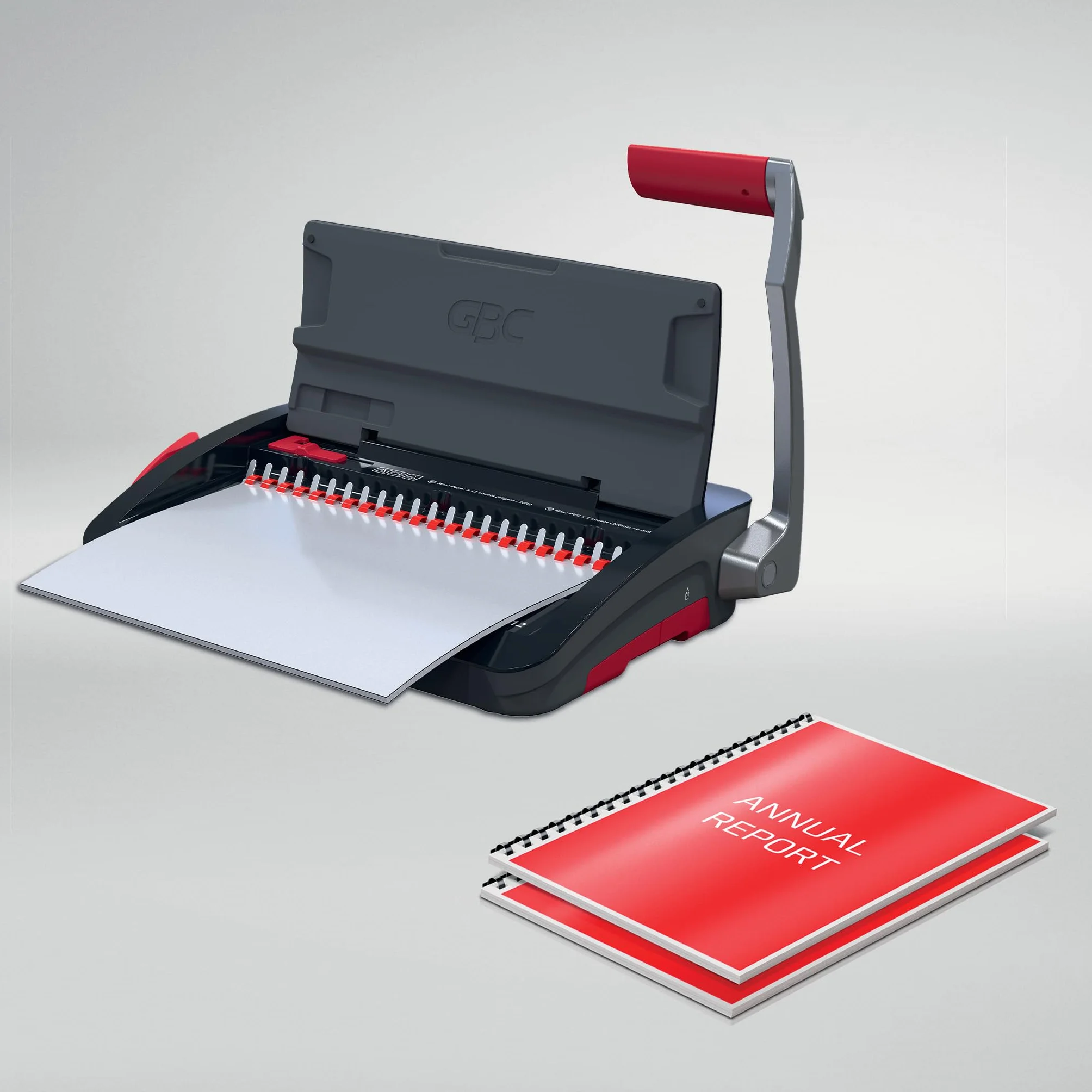 GBC CombBind CB12 Rilegatrice Manuale - Rilega 165 fogli A5/A4, design compatto e leggero, perfora 12 fogli, nero/argento, 4410060